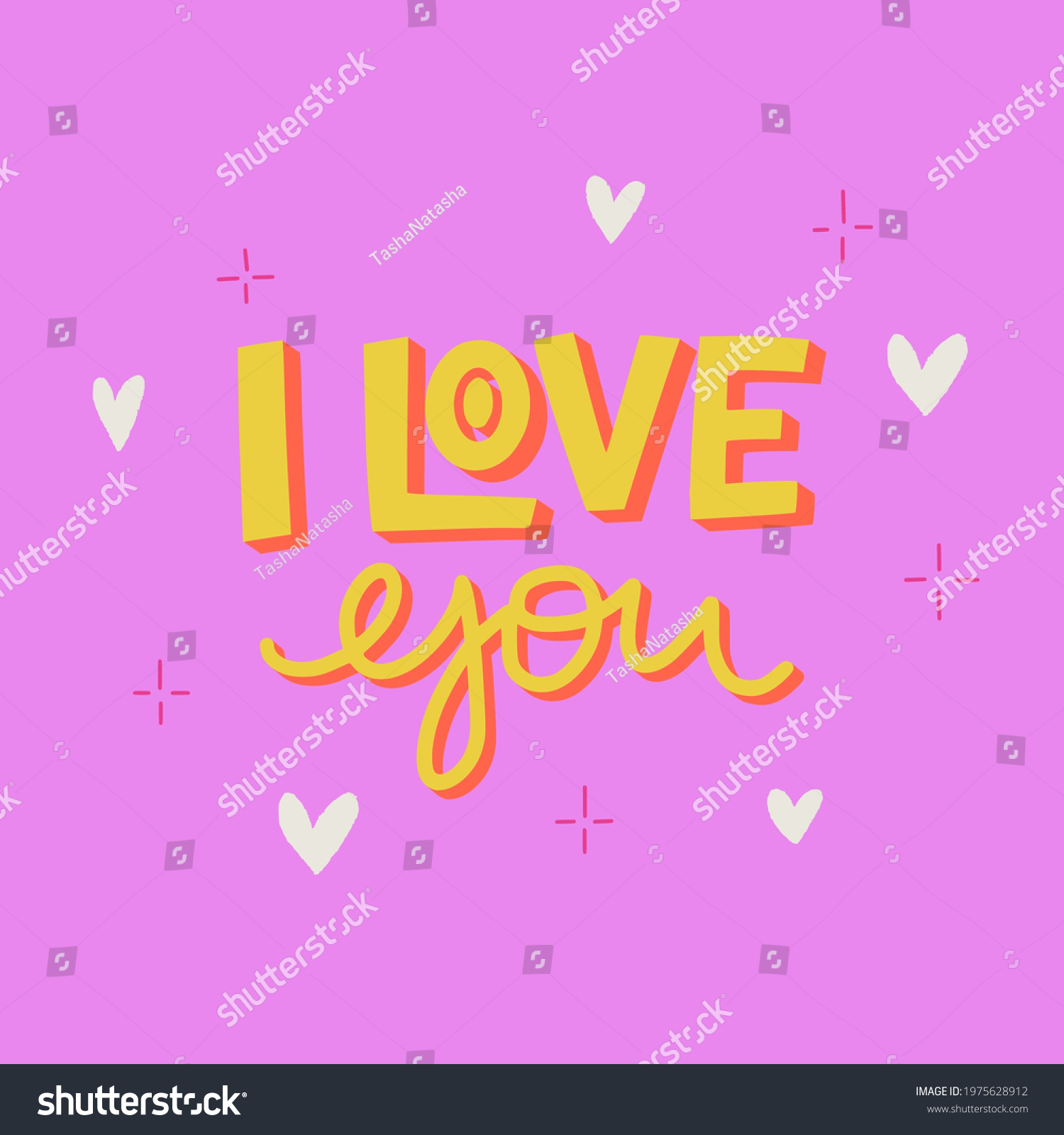 Love You Handwritten Inscription Hand Lettering Stock Vector Royalty