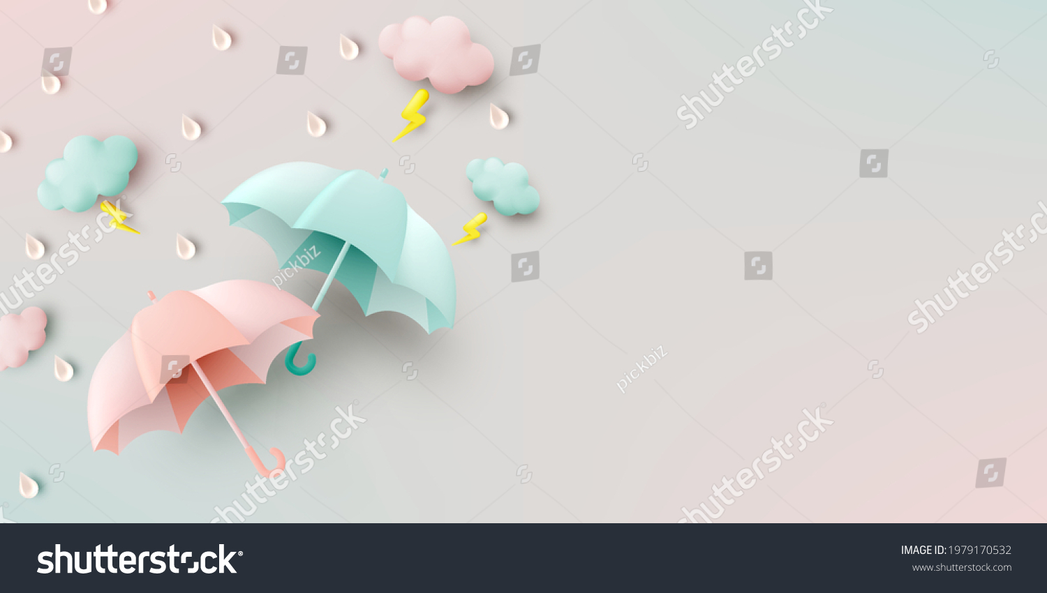 Cute Umbrella Monsoon Season Pastel Color Stock Vector Royalty Free