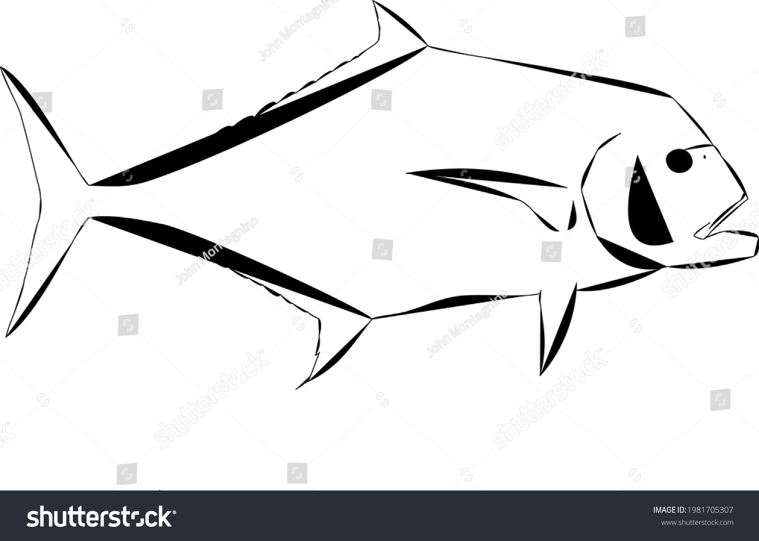 Modern Outline African Pompano Fish เวกเตอรสตอก ปลอดคาลขสทธ