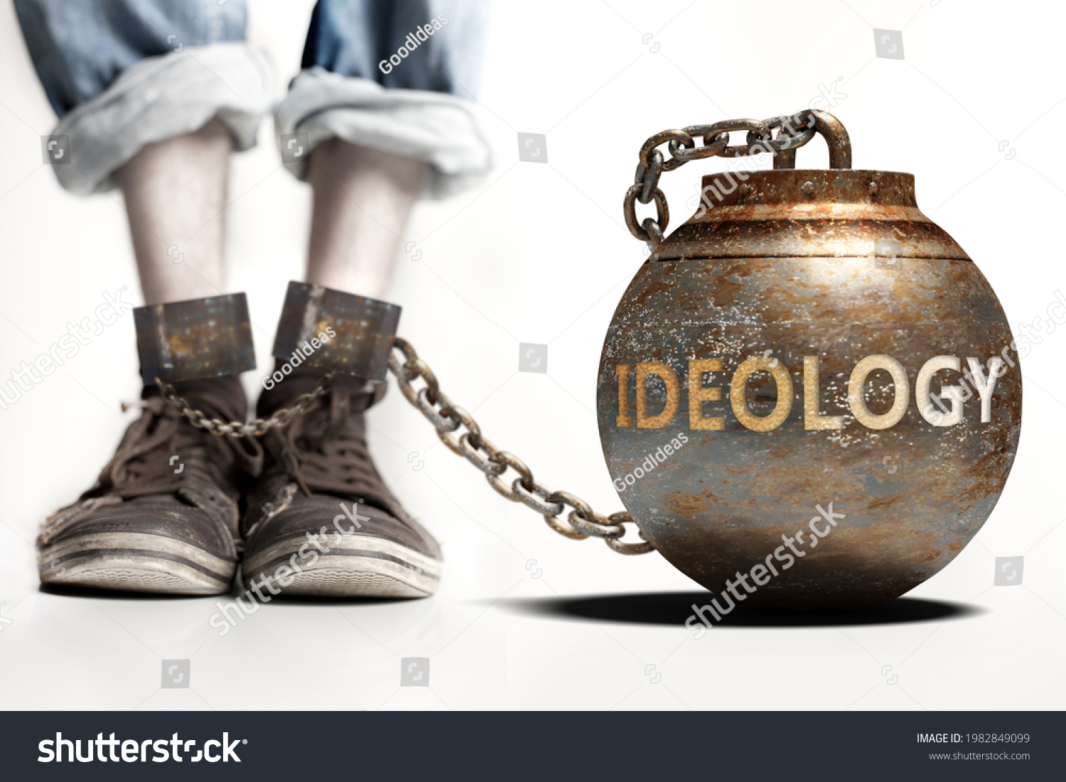 Ideology Can Be Big Weight Burden Stock Illustration