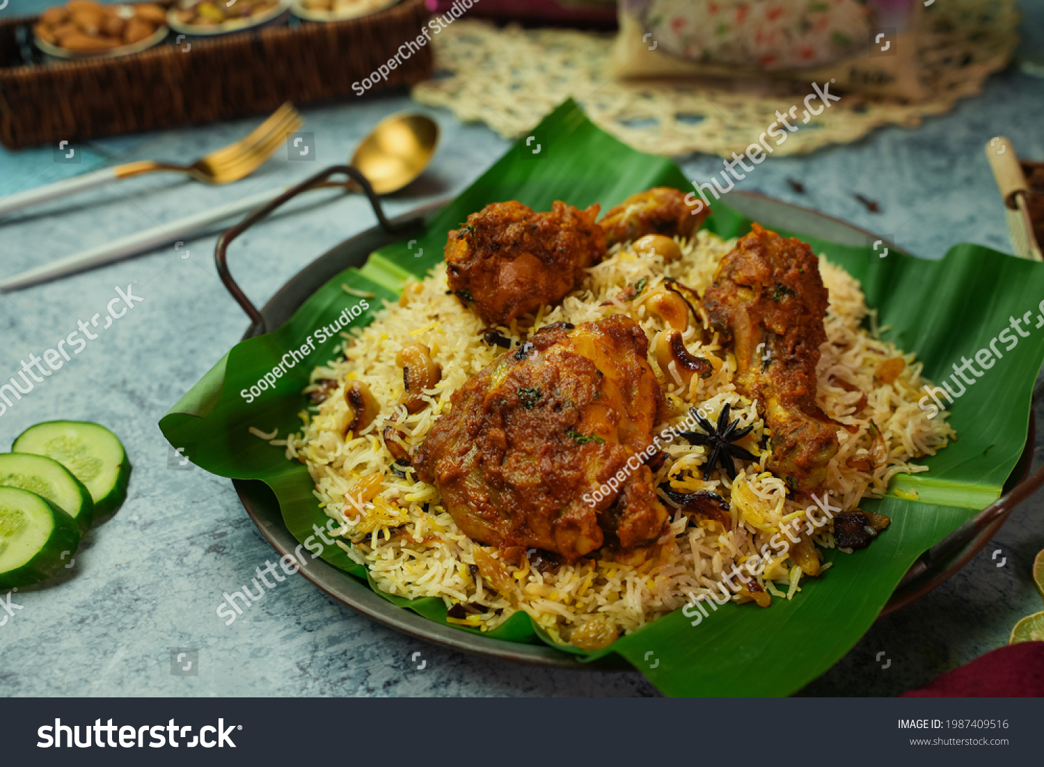 Nasi Chicken Biryani Banana Leaf Stock Photo 1987409516 Shutterstock