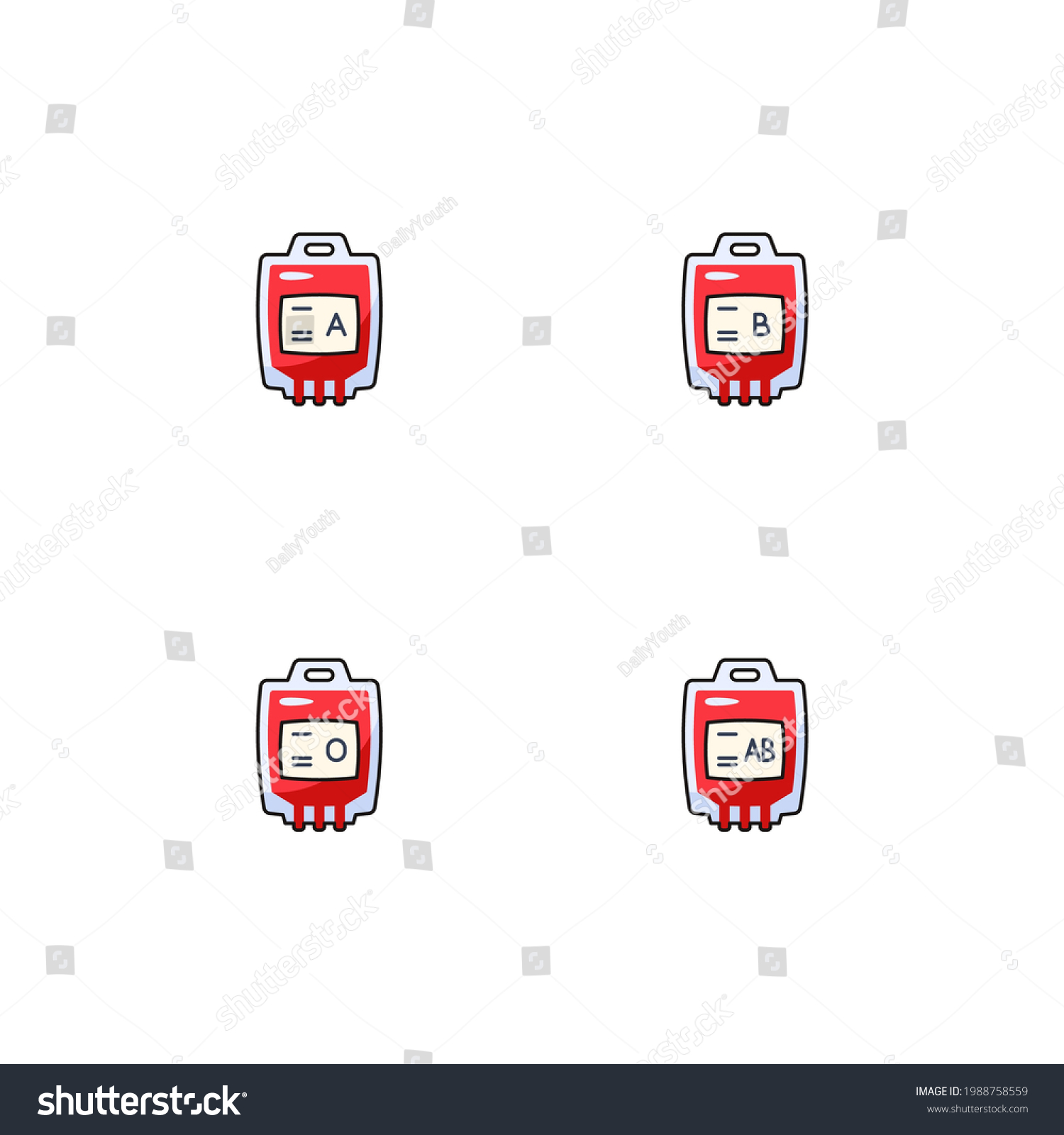 Part Blood Donor Icon Set Variety Stock Vector Royalty Free