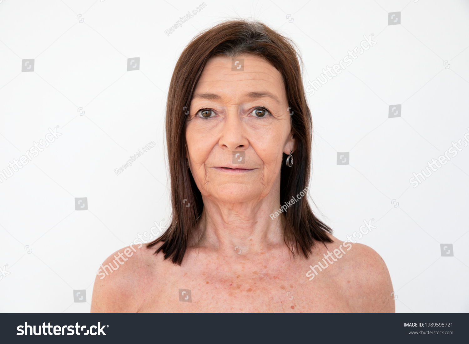 Nude Senior Woman Neutral Facial Expression Stock Photo Shutterstock