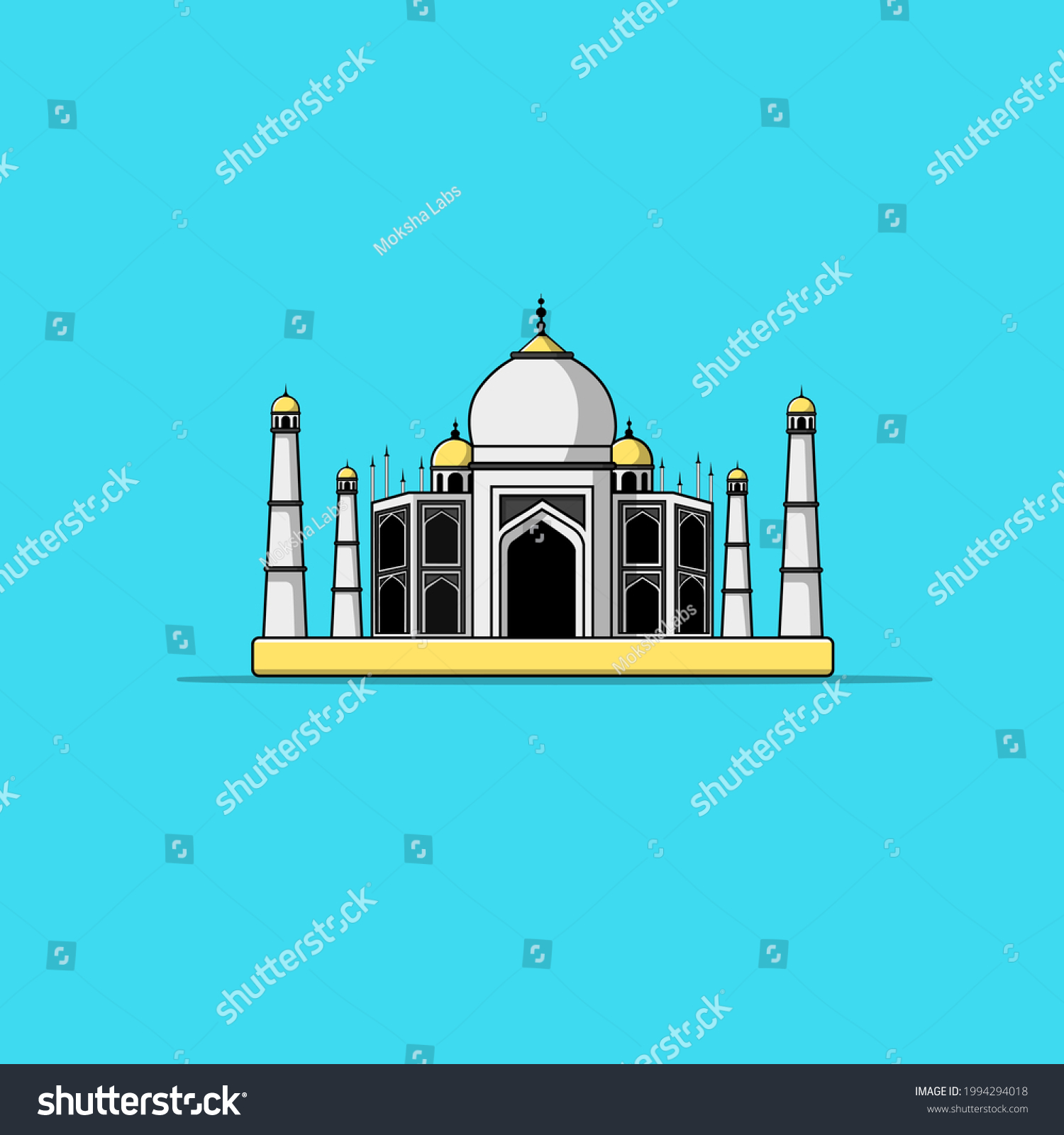 Taj Mahal Cartoon Vector Icon Illustration Stock Vector Royalty Free