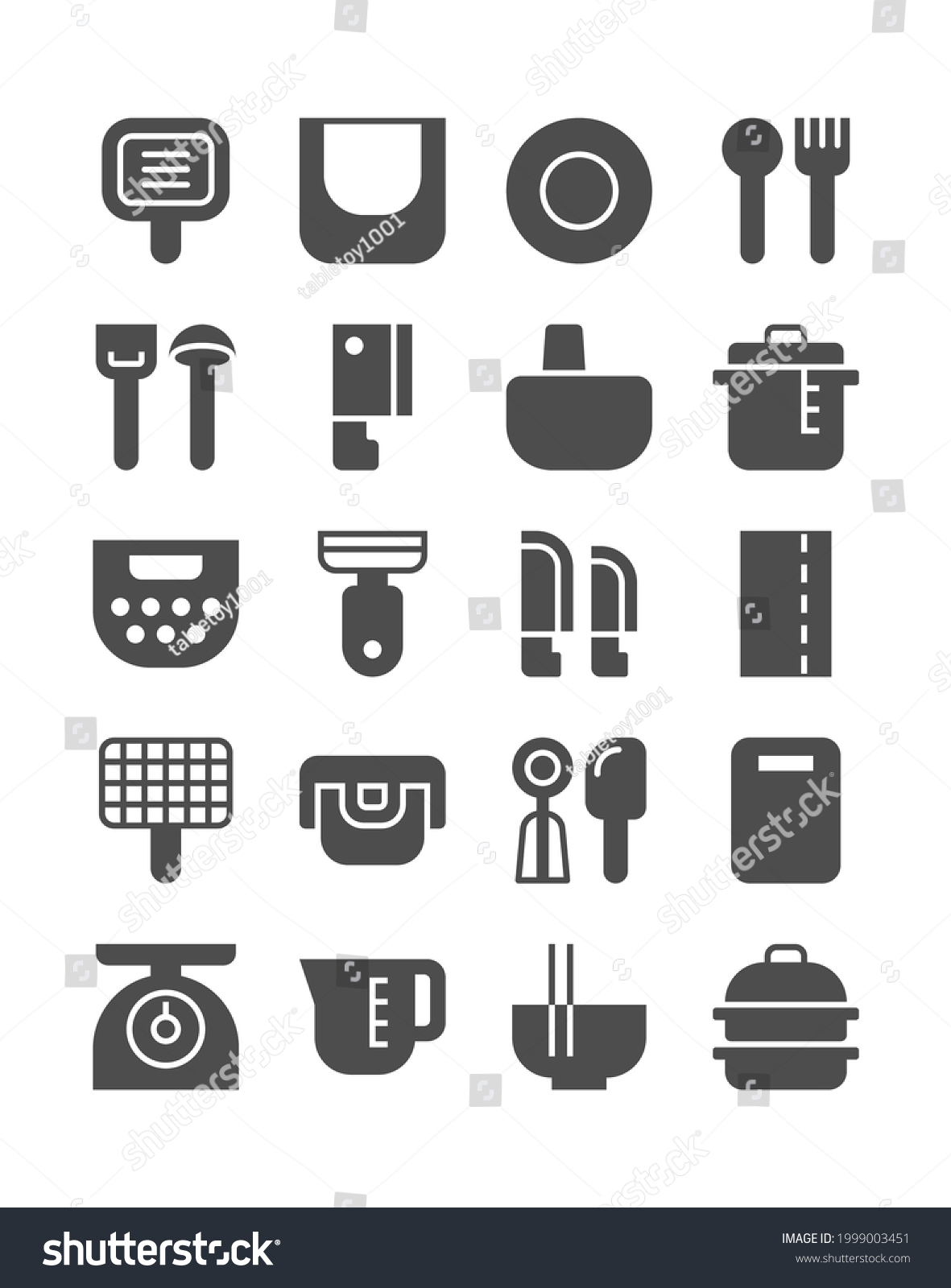 Kitchen Equipment Icon Set Utensil Cookware Stock Vector Royalty Free