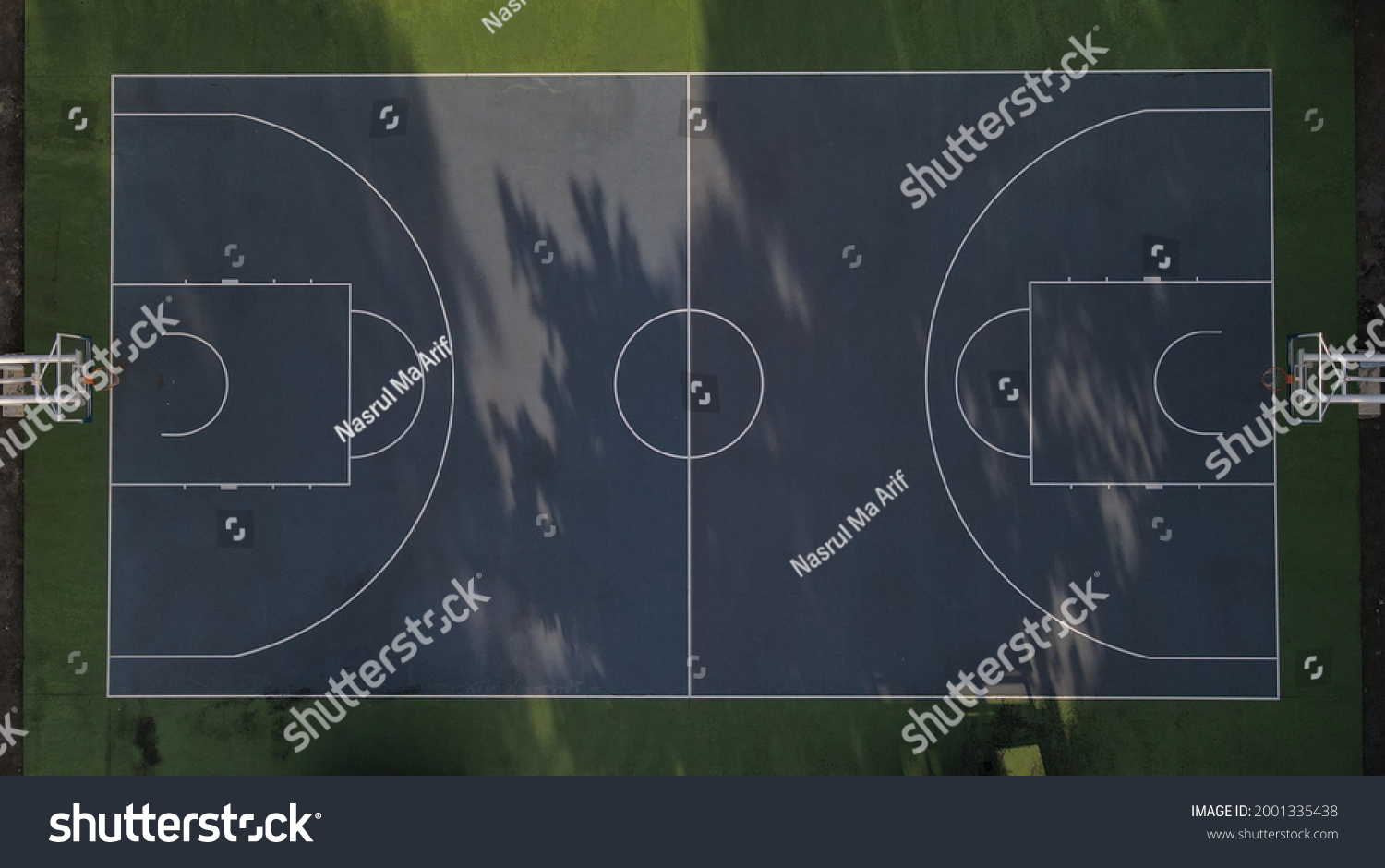 Aerial View Basketball Court Taking Photos Stock Photo