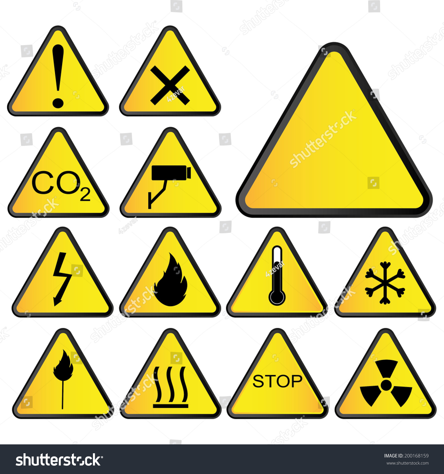 Symbols Triangular Warning Hazard Stock Vector Royalty Free 200168159