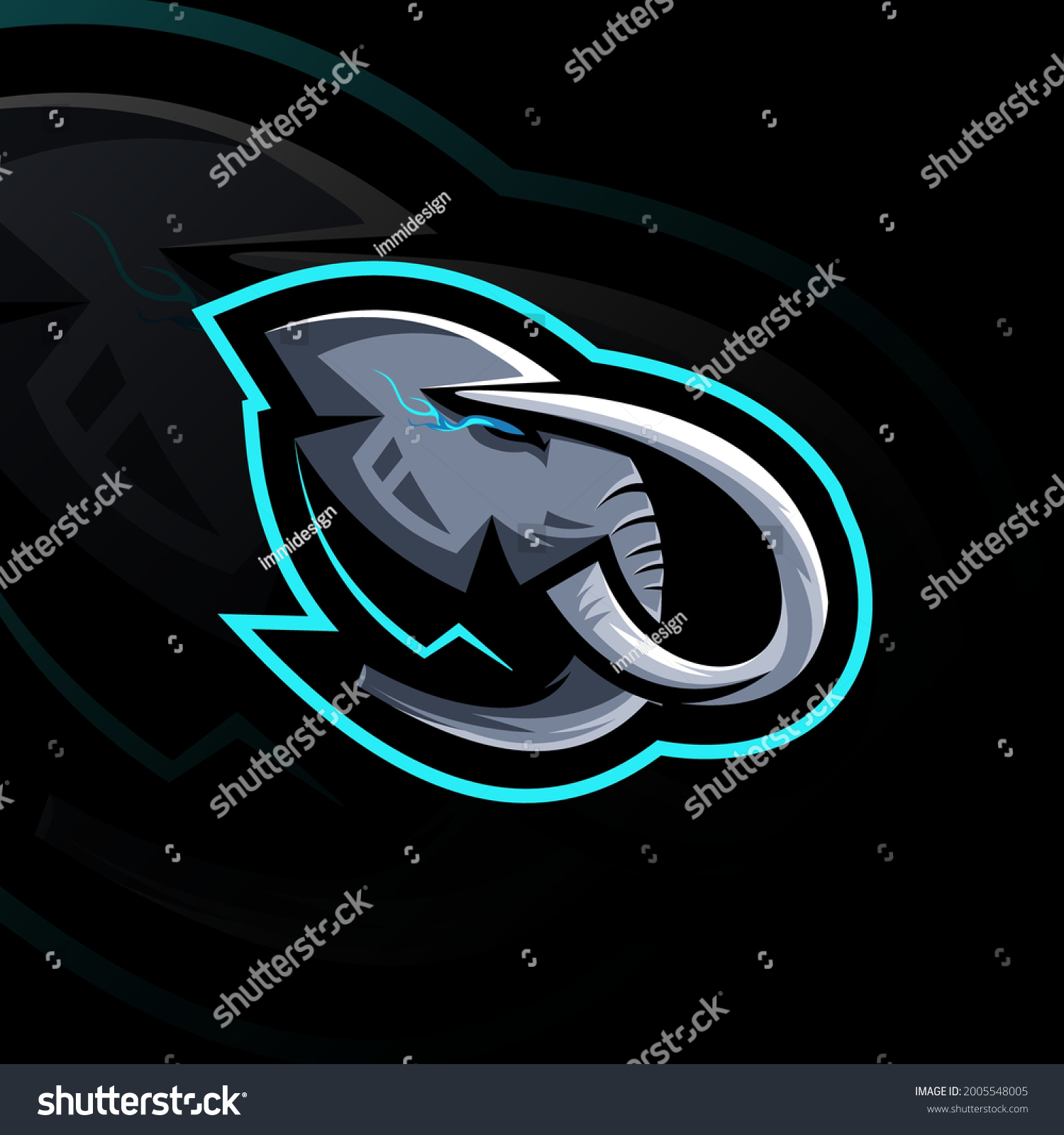 Head Mammoth Esport Logo Mascot Template Stock Vector Royalty Free