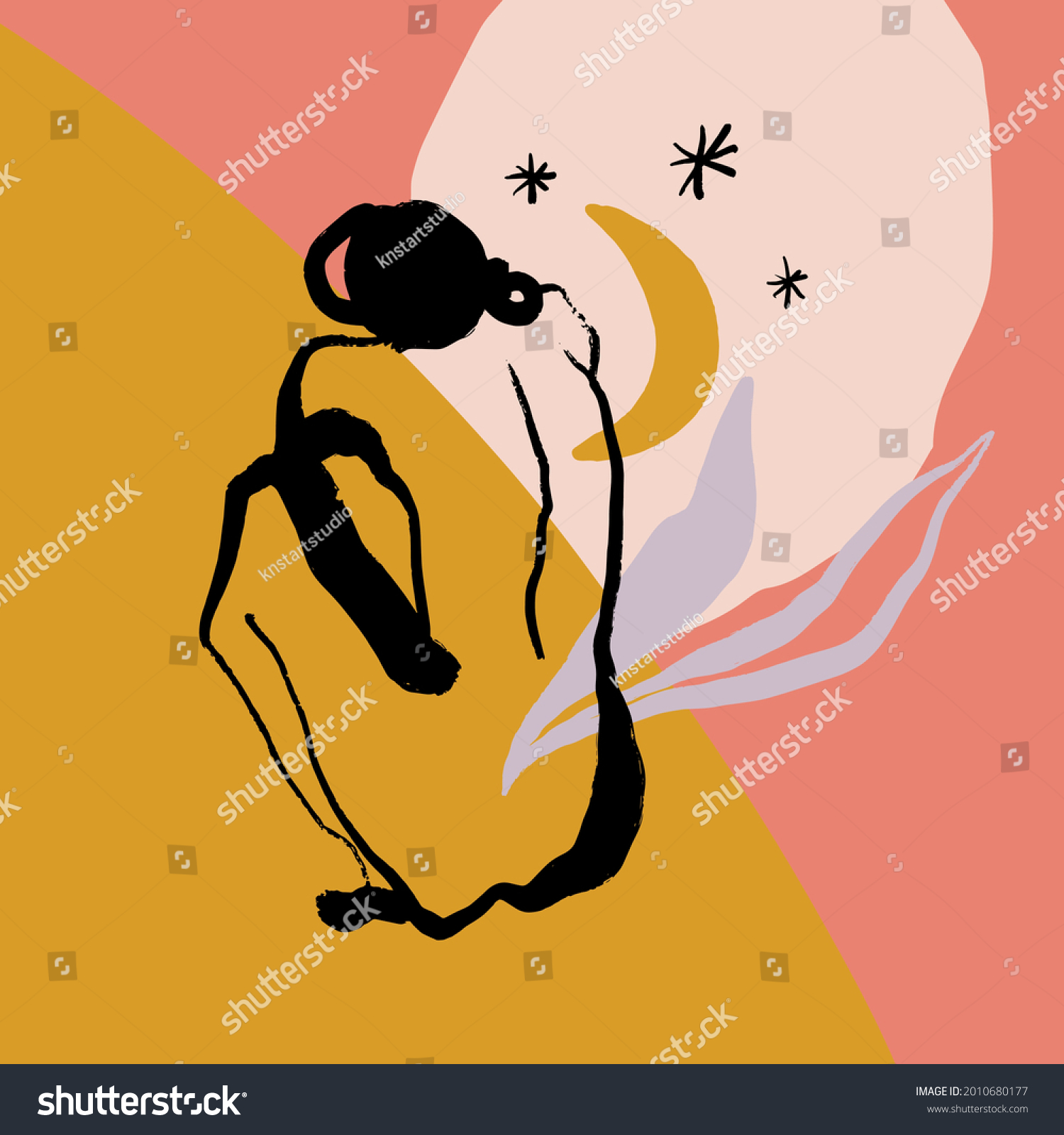 Ink Brush Naked Woman Silhouette Line Stock Vector Royalty Free Shutterstock