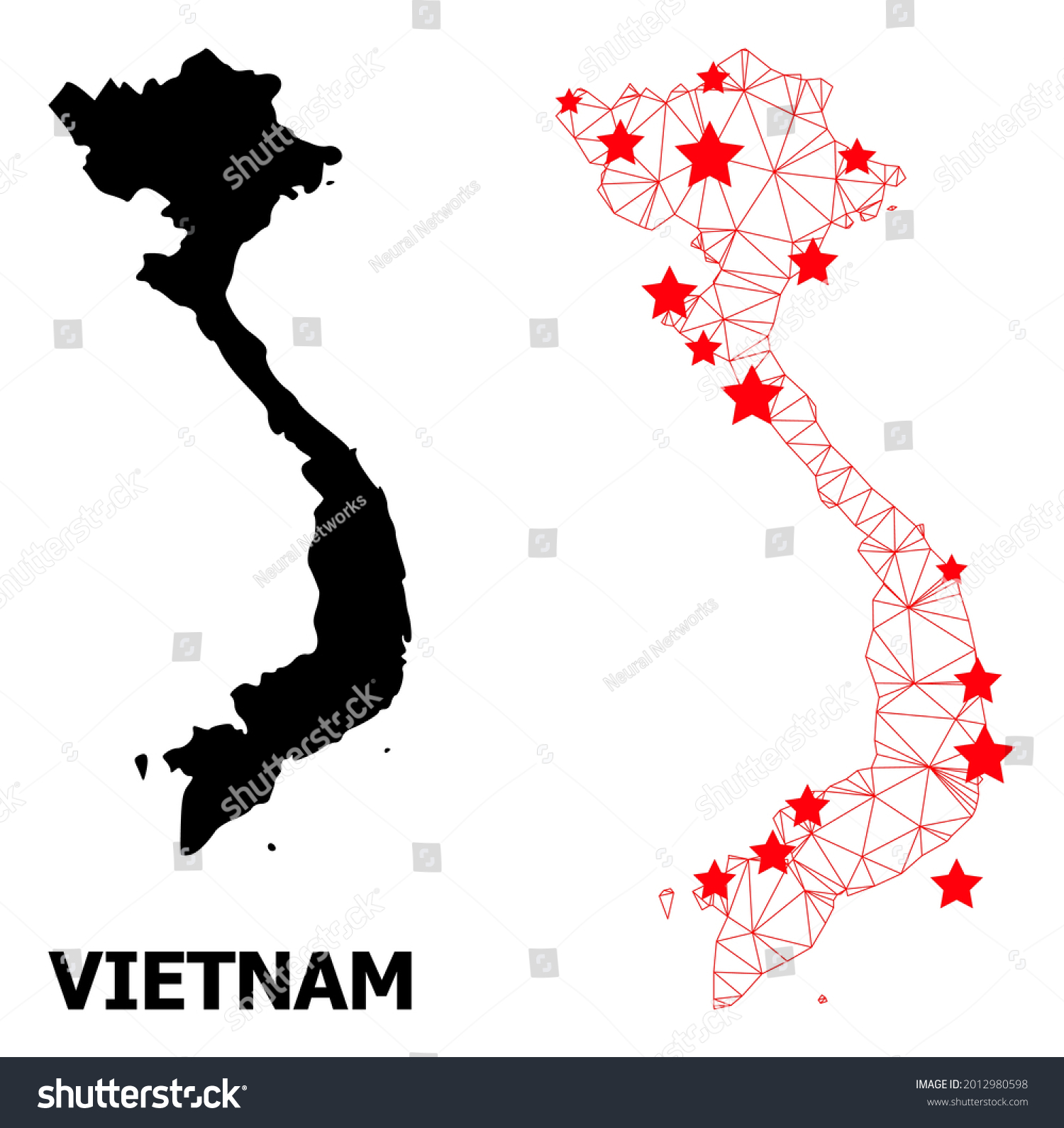 Mesh Polygonal Solid Map Vietnam Vector Stock Vector Royalty Free