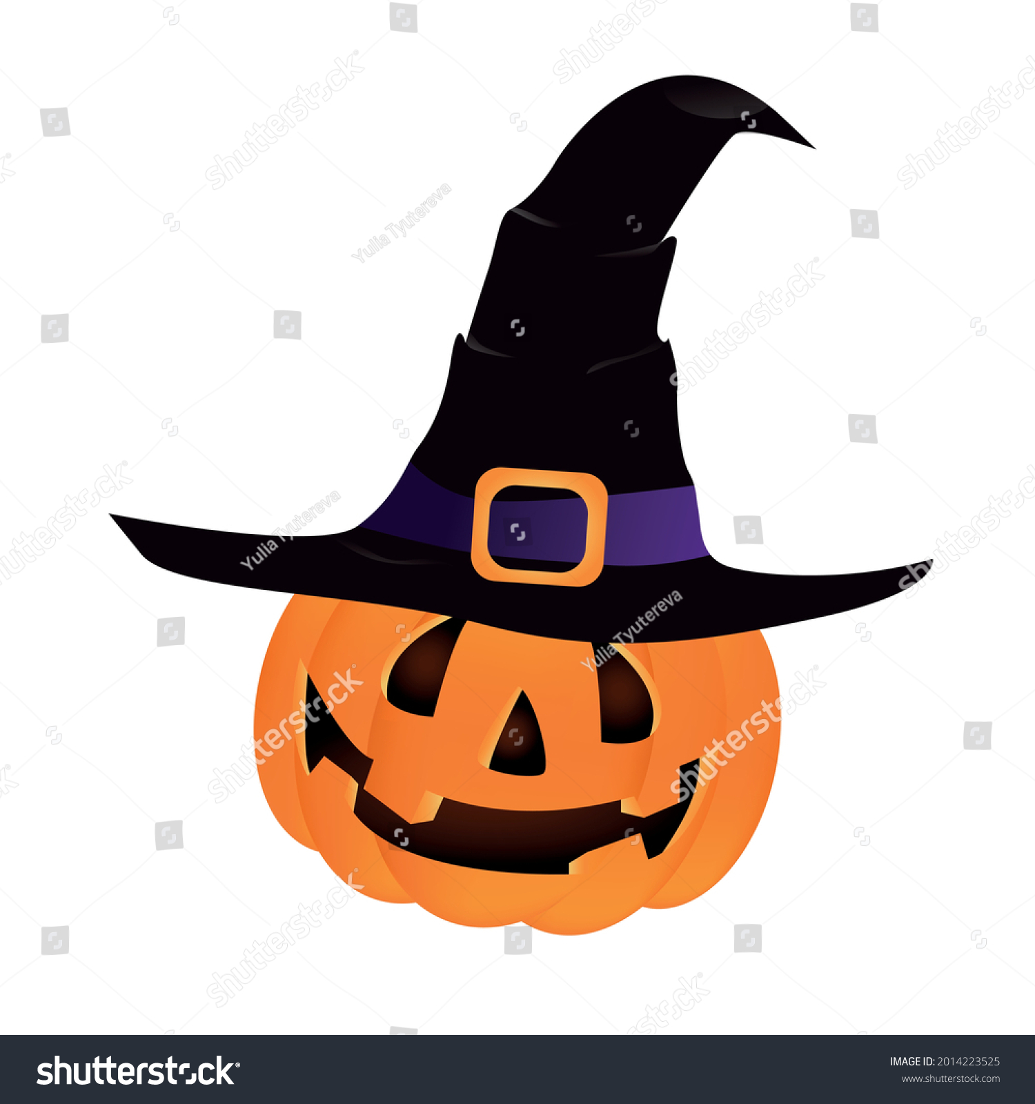 Pumpkin Witch Hat Halloween Cartoon Style Stock Vector Royalty Free