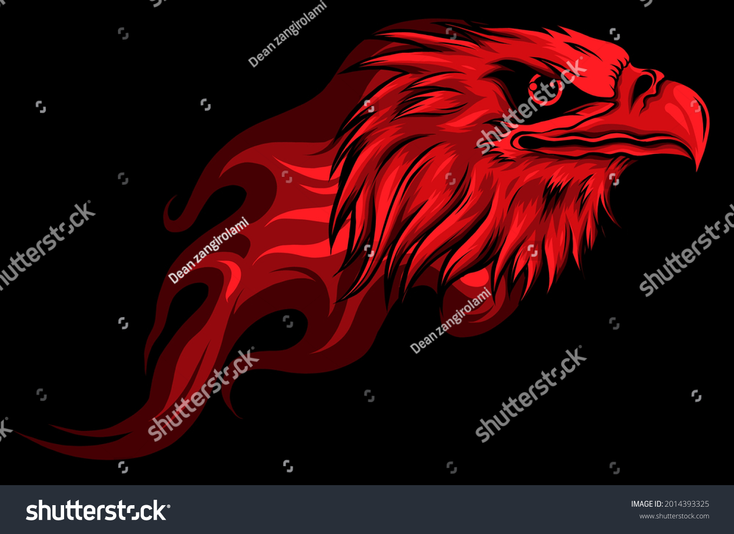 Illustration Eagle Head Flame Vector Design Stock Vector Royalty Free