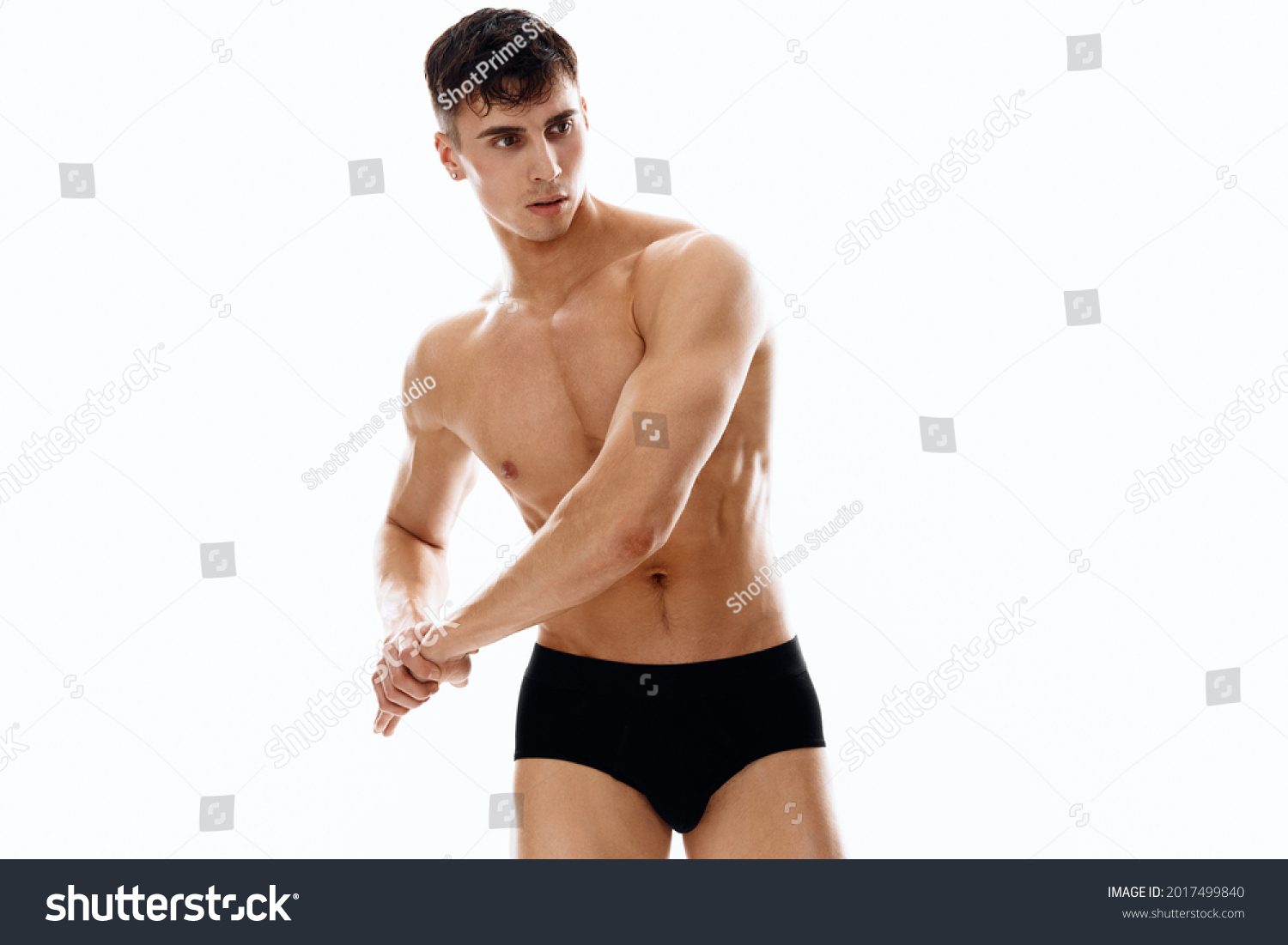 Male Athlete Naked Muscular Body Workout Stock Photo 2017499840