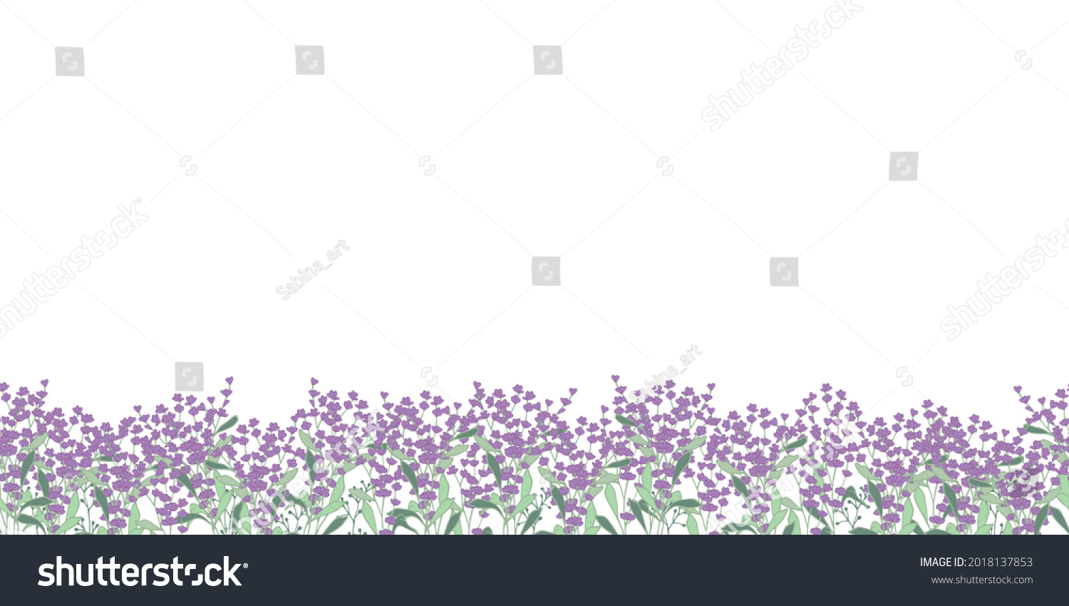 Lavender Field Frame Border Seamless Patternbeautiful Stock Vector