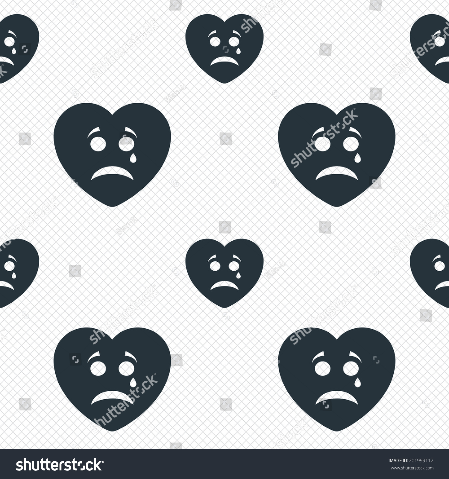 Sad Heart Face Tear Sign Icon Stock Vector Royalty Free