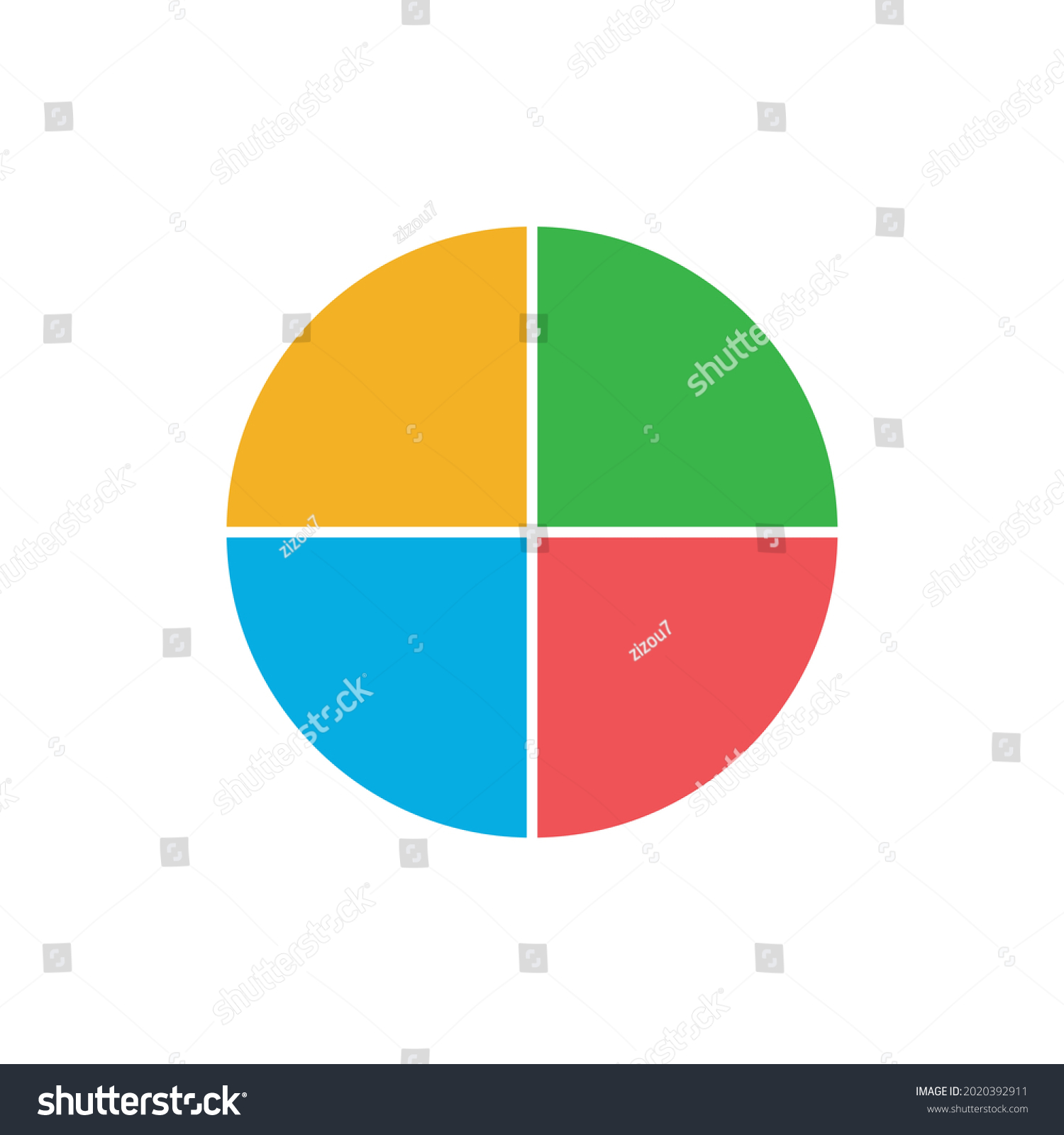 Pie Chart Four Same Size Sectors Stock Vector Royalty Free