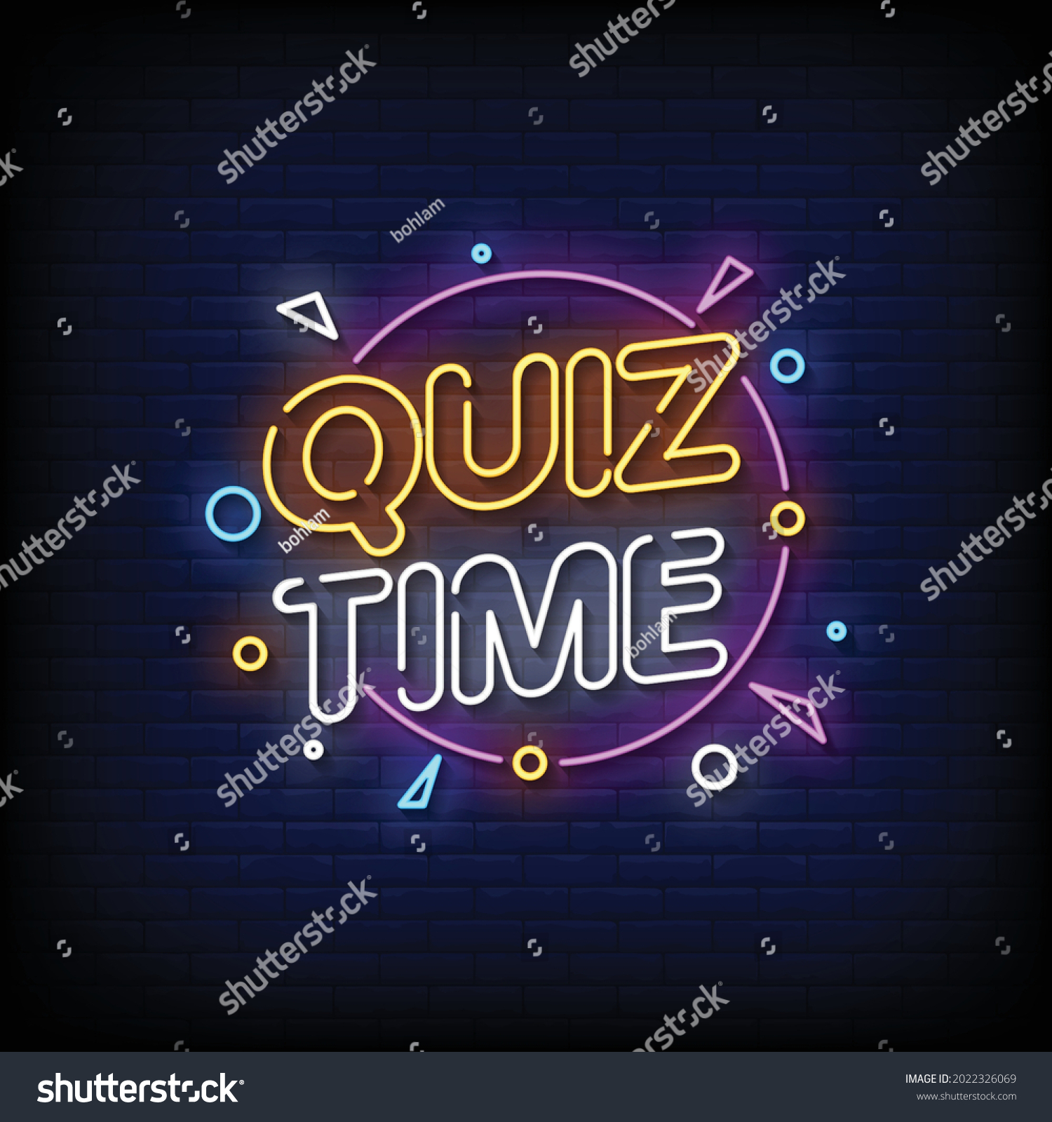 Quiz Time Neon Signs Style Text Stock Vector Royalty Free