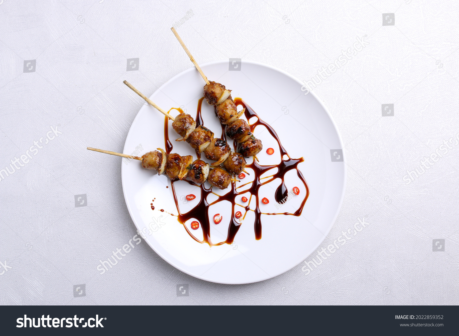 Indonesian Grilled Meatballs Bakso Bakar Served Stock Photo 2022859352