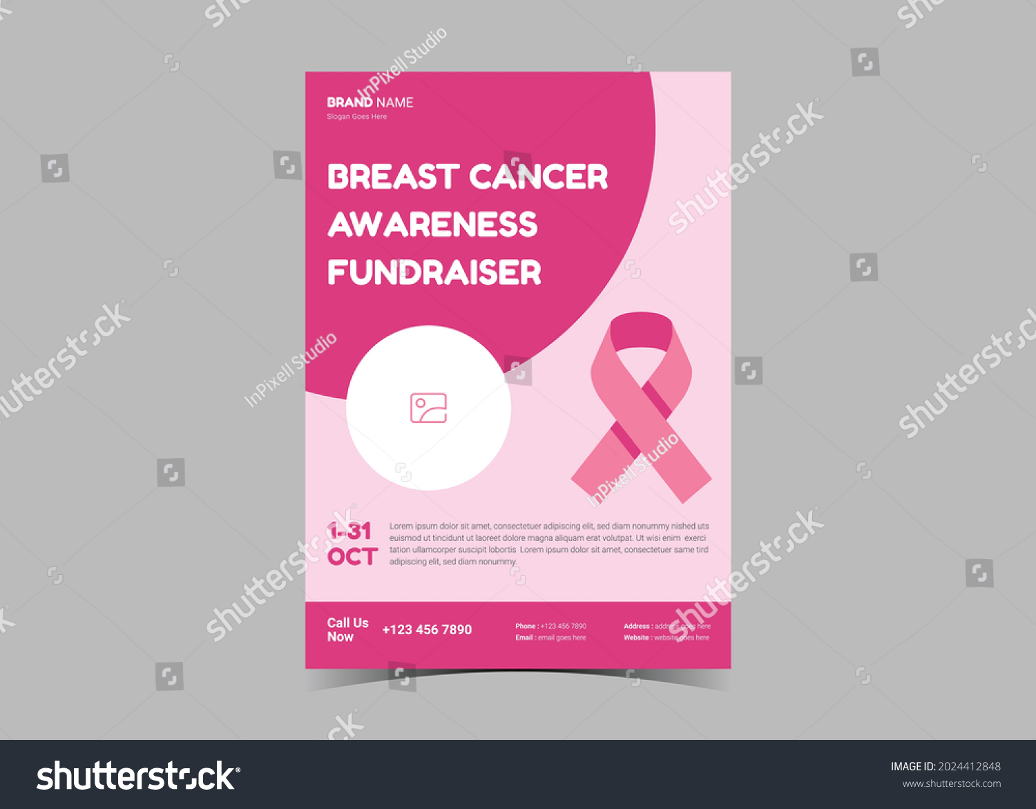 Breast Cancer Awareness Flyer Template October Stock Vector Royalty