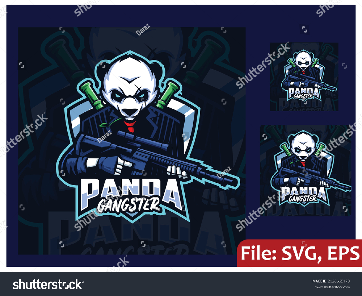 Panda Gangster Mascot Esport Logo Design Stock Vector Royalty Free