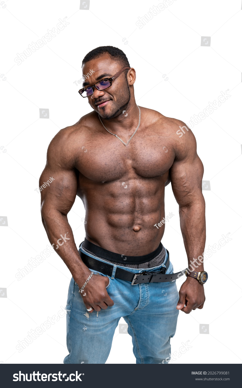 Sexy Muscular Man Standing Pensively Naked Stock Photo 2026799081