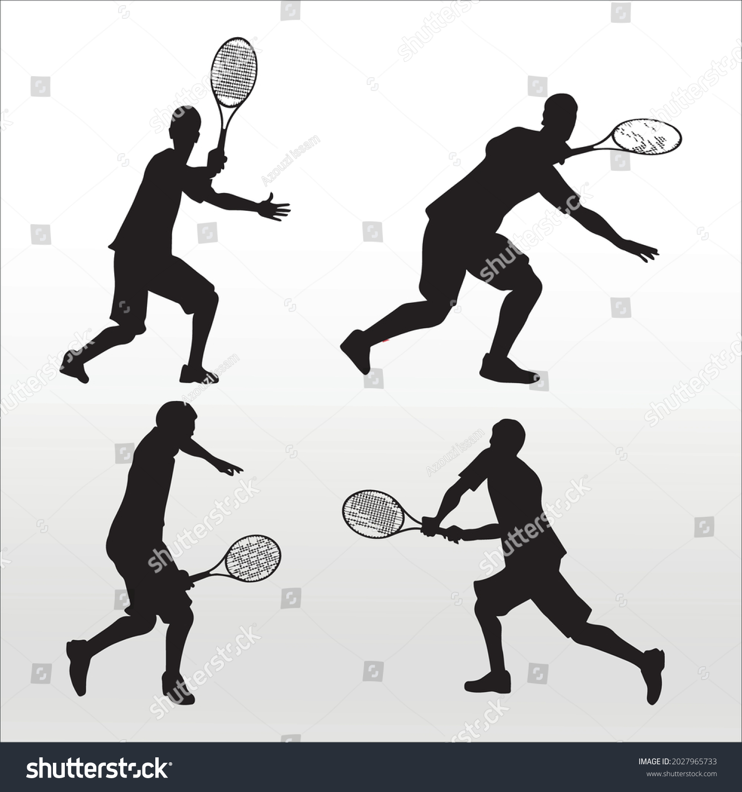 Set Table Tennis Silhouettes Line Isolated Stock Vector Royalty Free