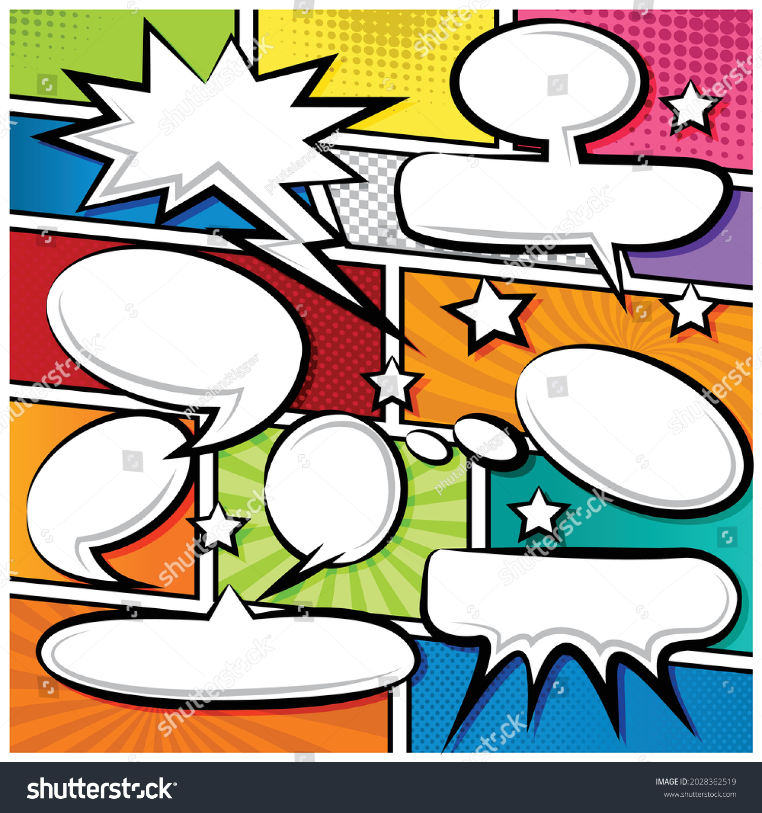 Comic Speech Bubbles Icons Collection Cartoon Stock Vector Royalty