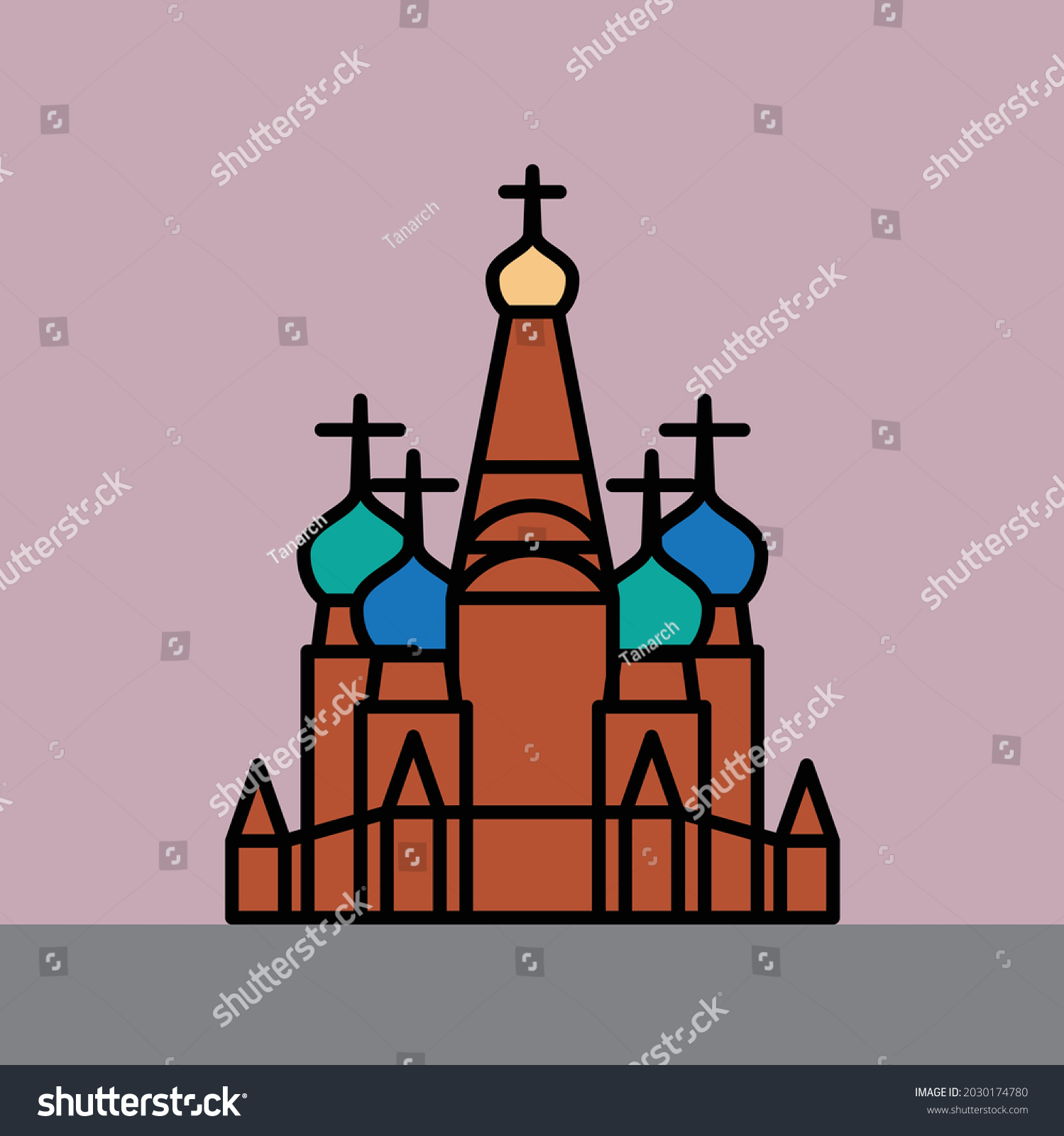 Outline Simplicity Drawing Saint Basil Landmark Stock Vector Royalty