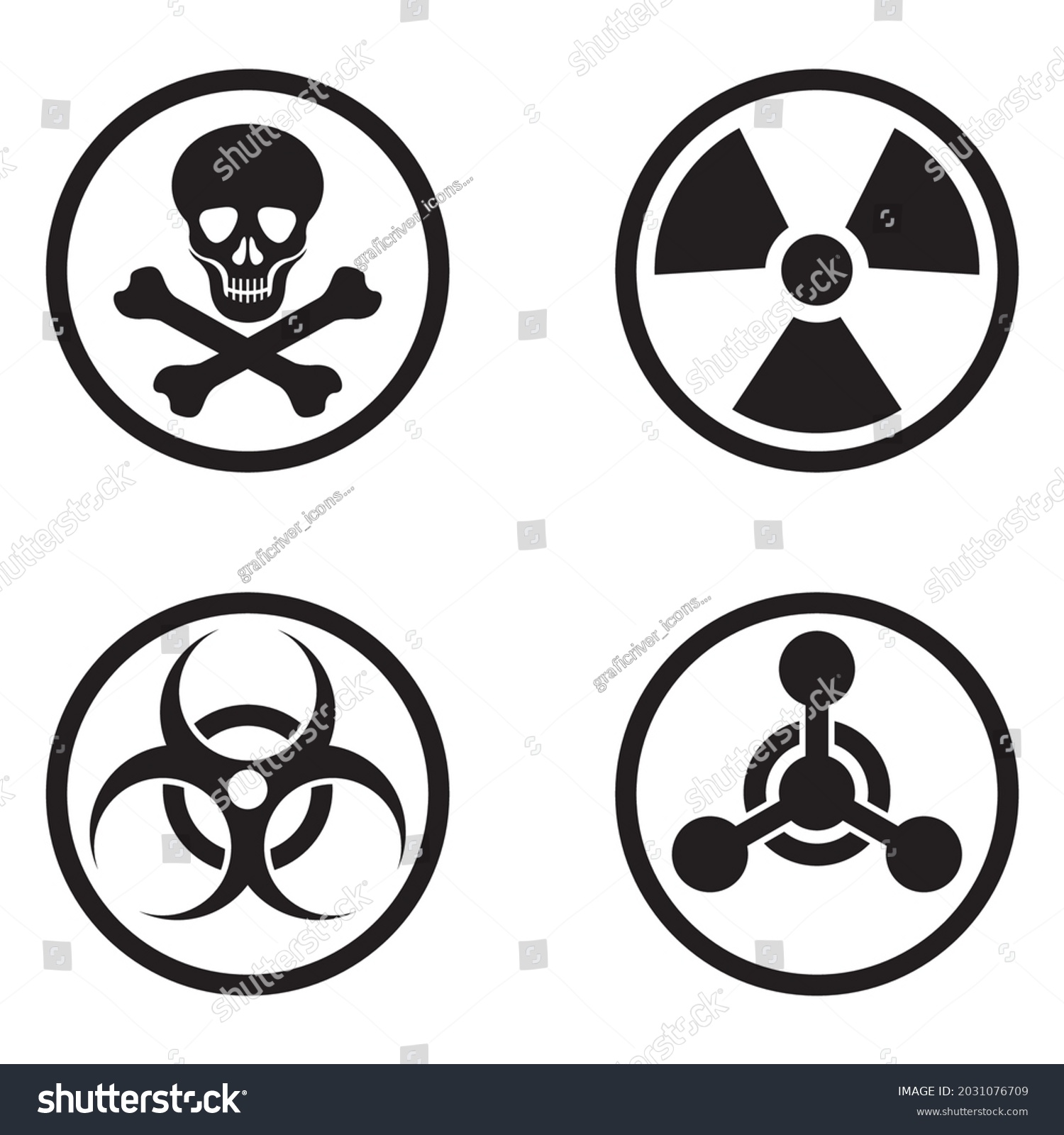 Nuclear Radiation Chemical Biological Icon Set Stock Vector Royalty