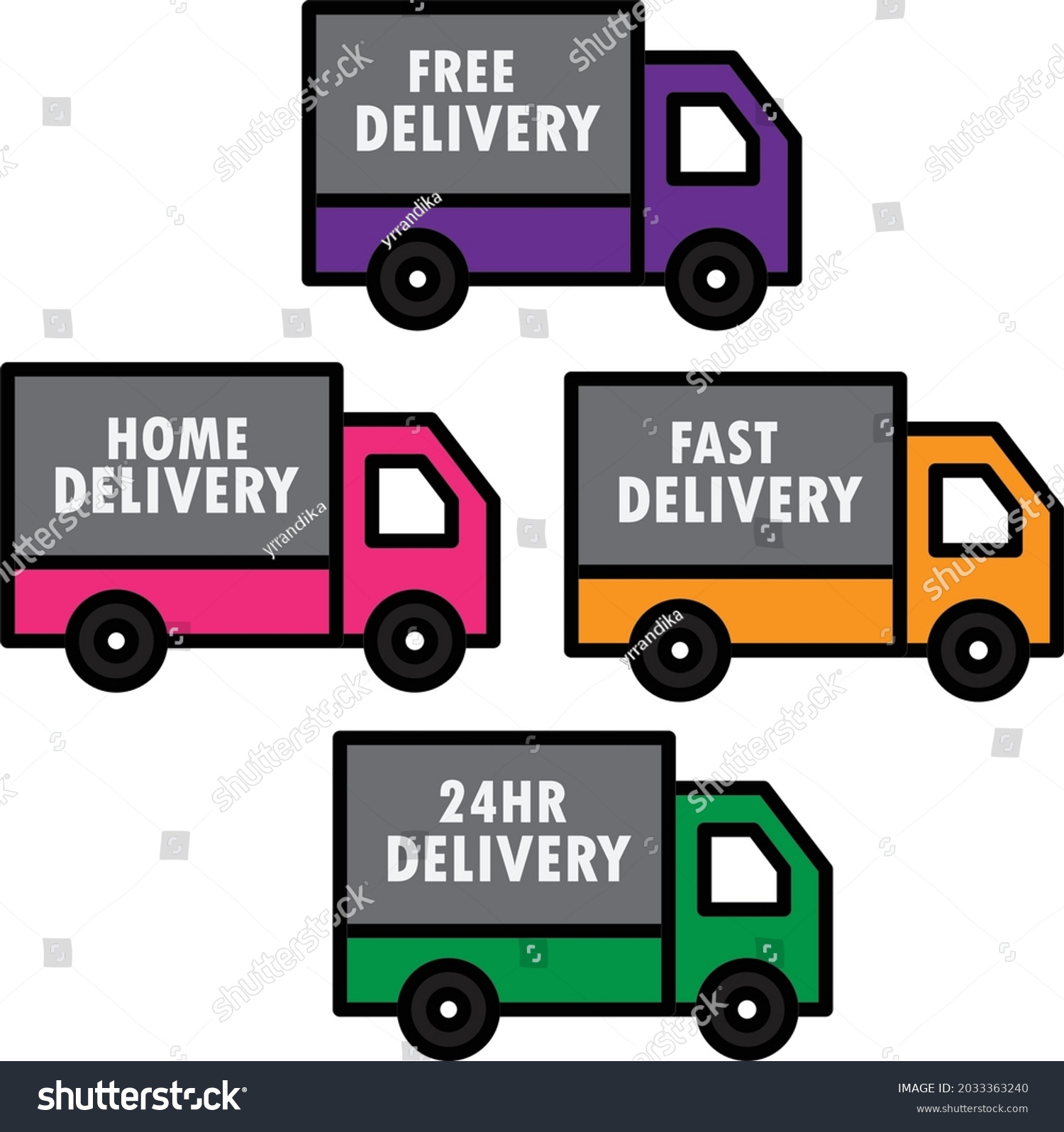 Set Delivery Truck Icons Free Delivery Stock Vector Royalty Free