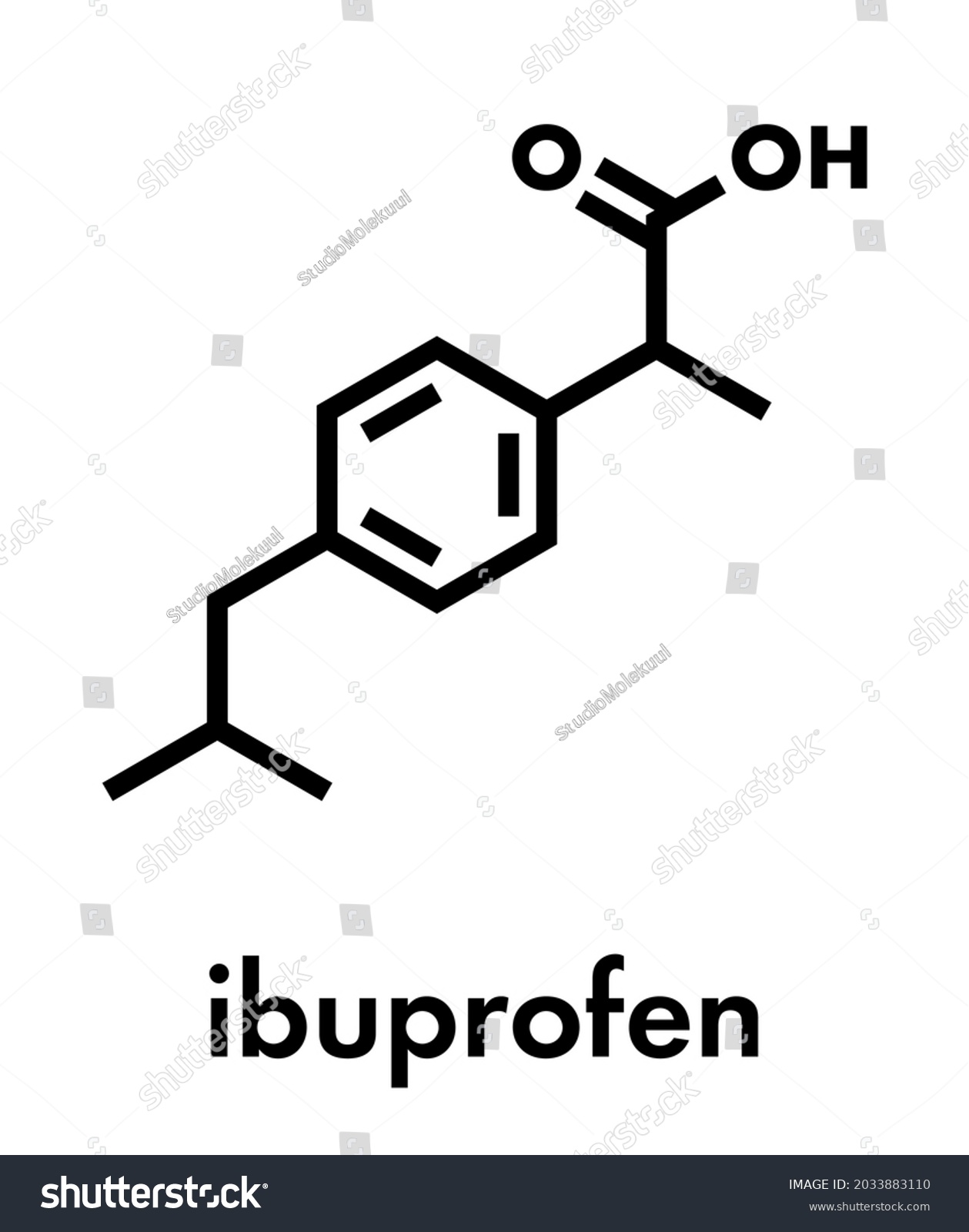 Ibuprofen Pain Inflammation Drug Nsaid Molecule Stock Vector Royalty