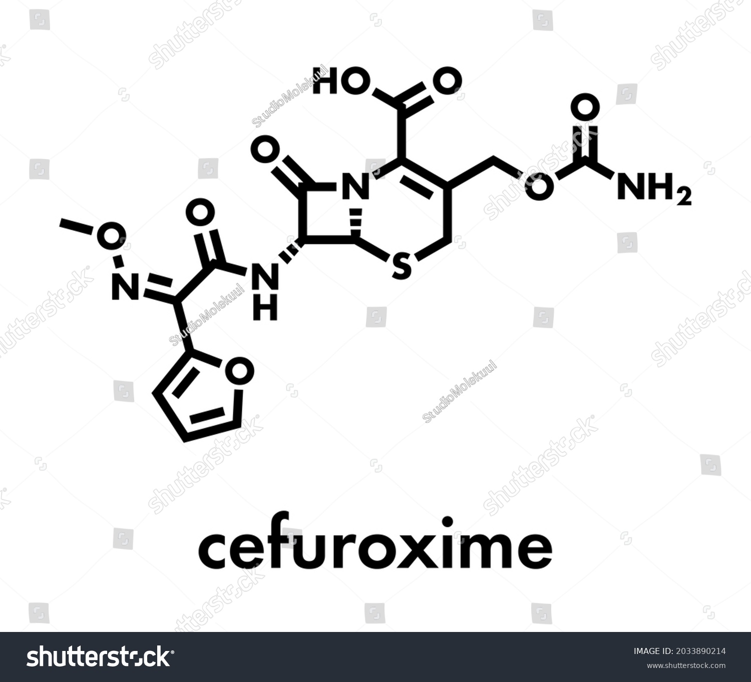 Cefuroxime Second Generation Cephalosporin Antibiotic Molecule Stock