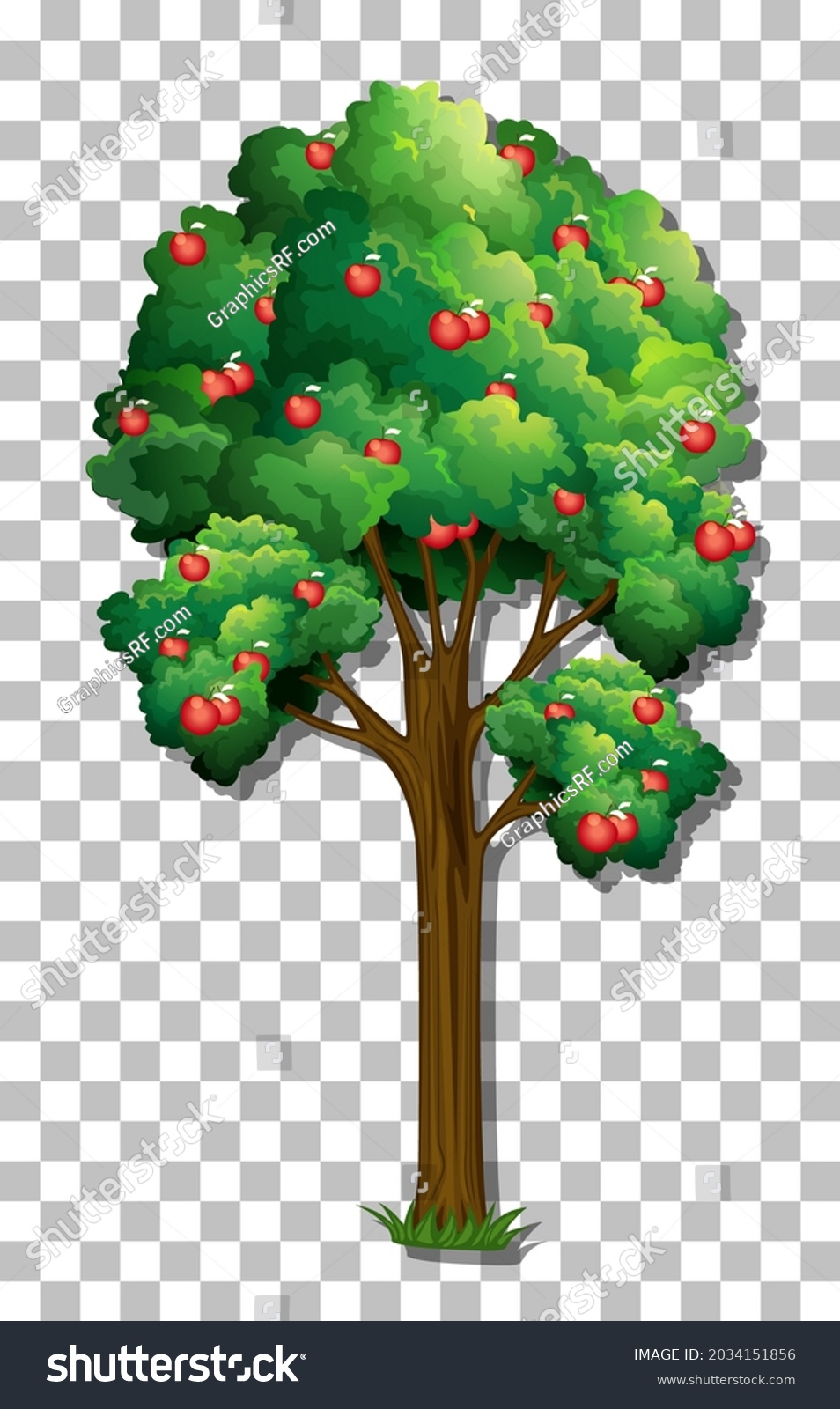 Apple Tree On Transparent Background Illustration Stock Vector Royalty