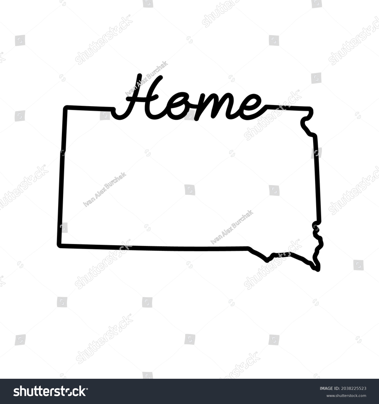 South Dakota Us State Outline Map Stock Vector Royalty Free