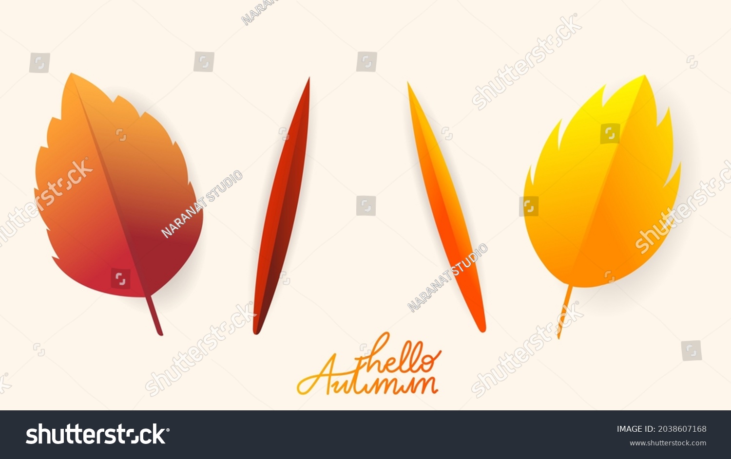 Autumn Leaves Orange Yellow Color Isolated Stock Vector Royalty Free