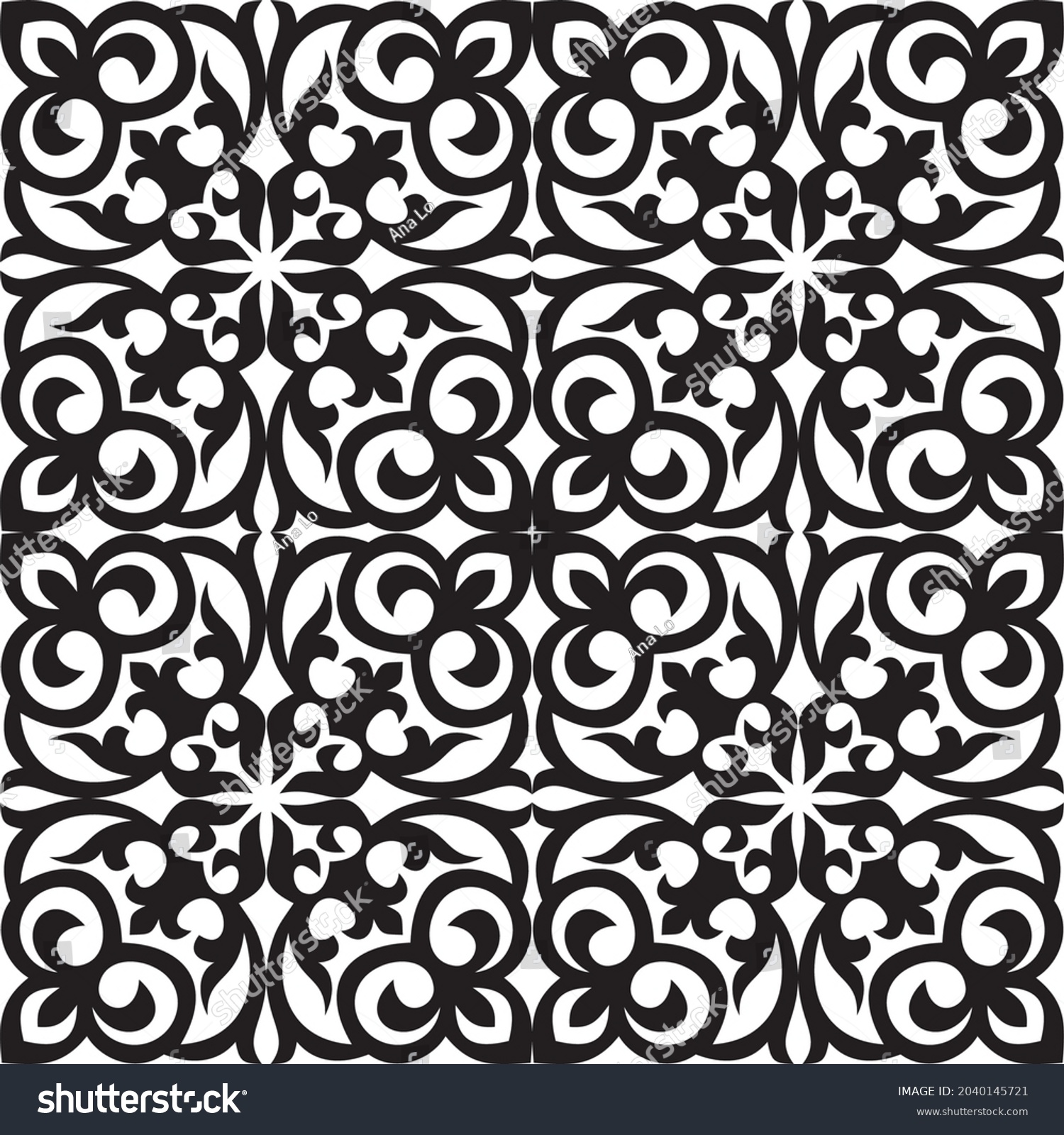 Vector Monochrome Seamless Kazakh National Ornament Stock Vector