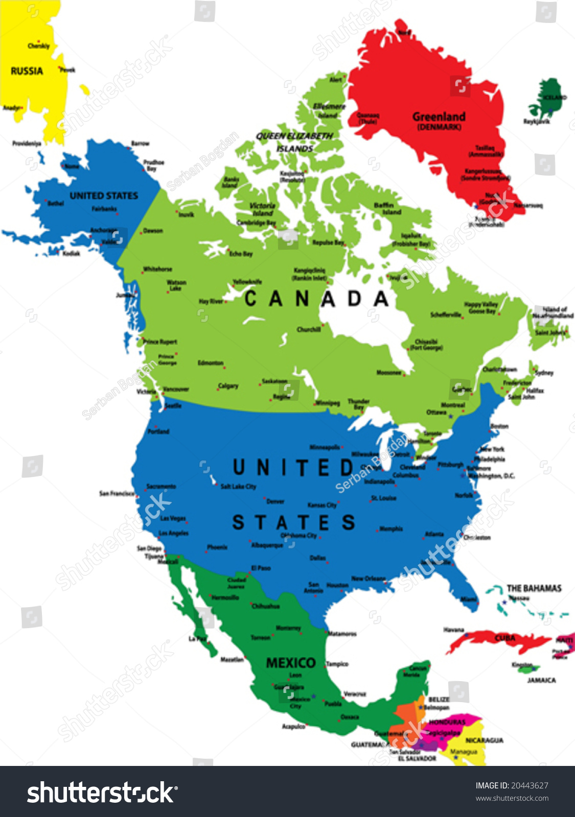 Political Map North America Stock Vector Royalty Free