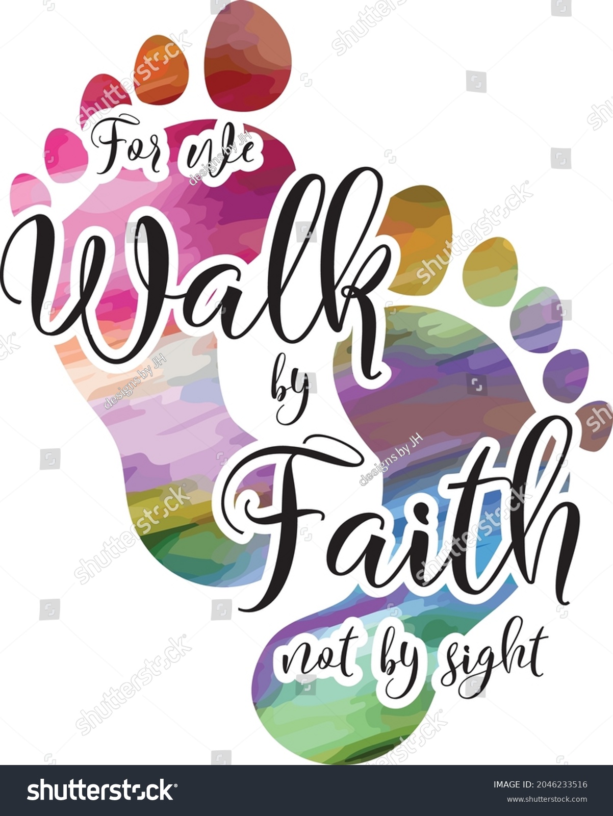 We Walk By Faith Bible Verse Stock Vector Royalty Free