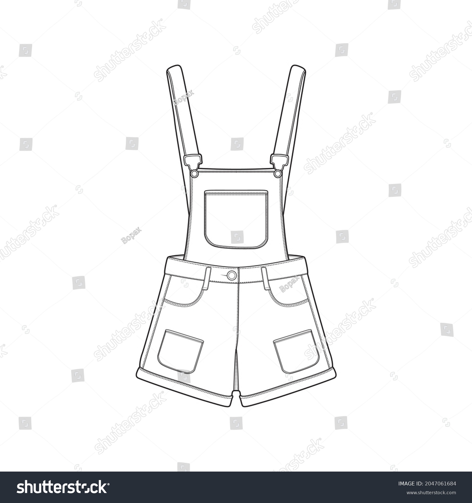 Jumpsuit Outline Drawing Vector Jumpsuit Sketch Stock Vector Royalty