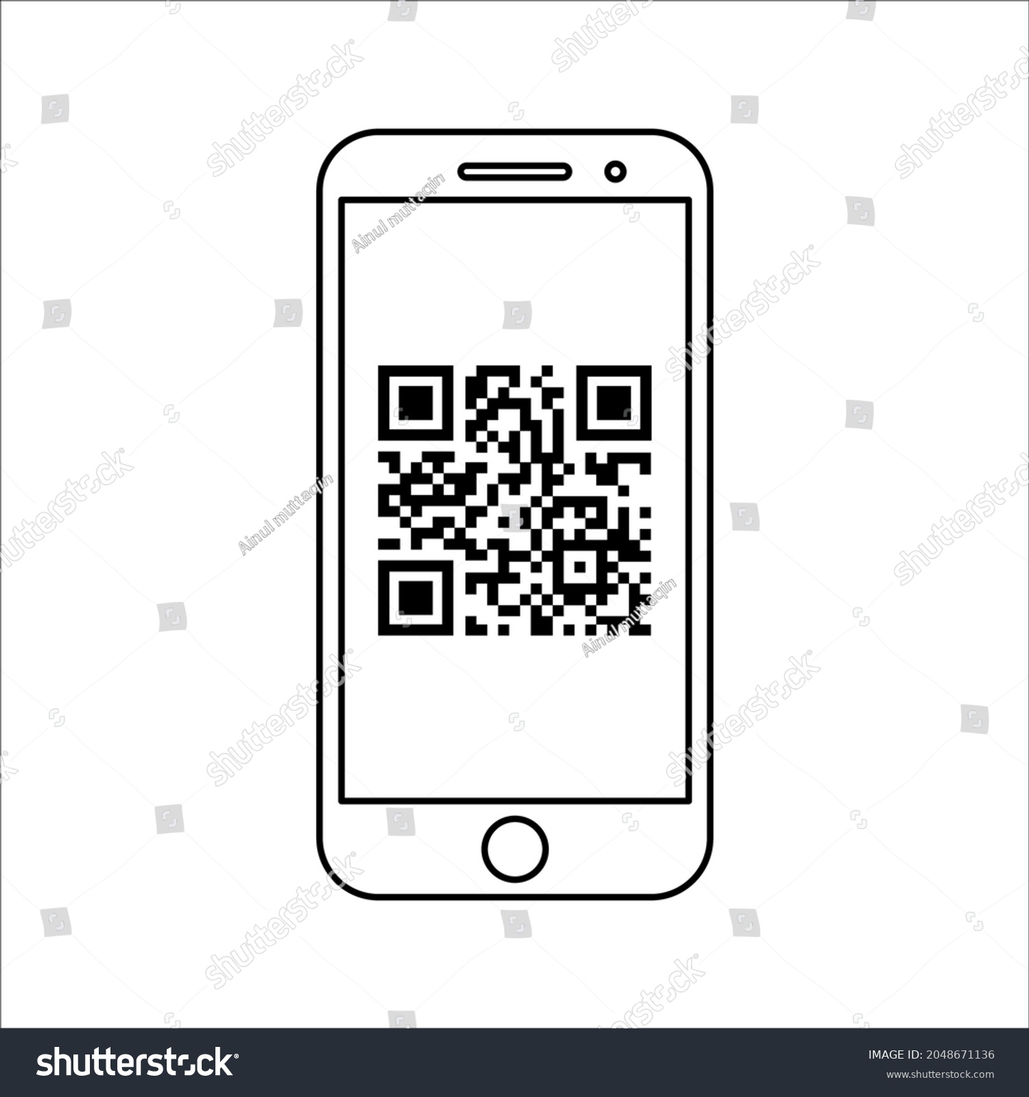 Scan Qr Code Mobile Phone Vector Stock Vector Royalty Free