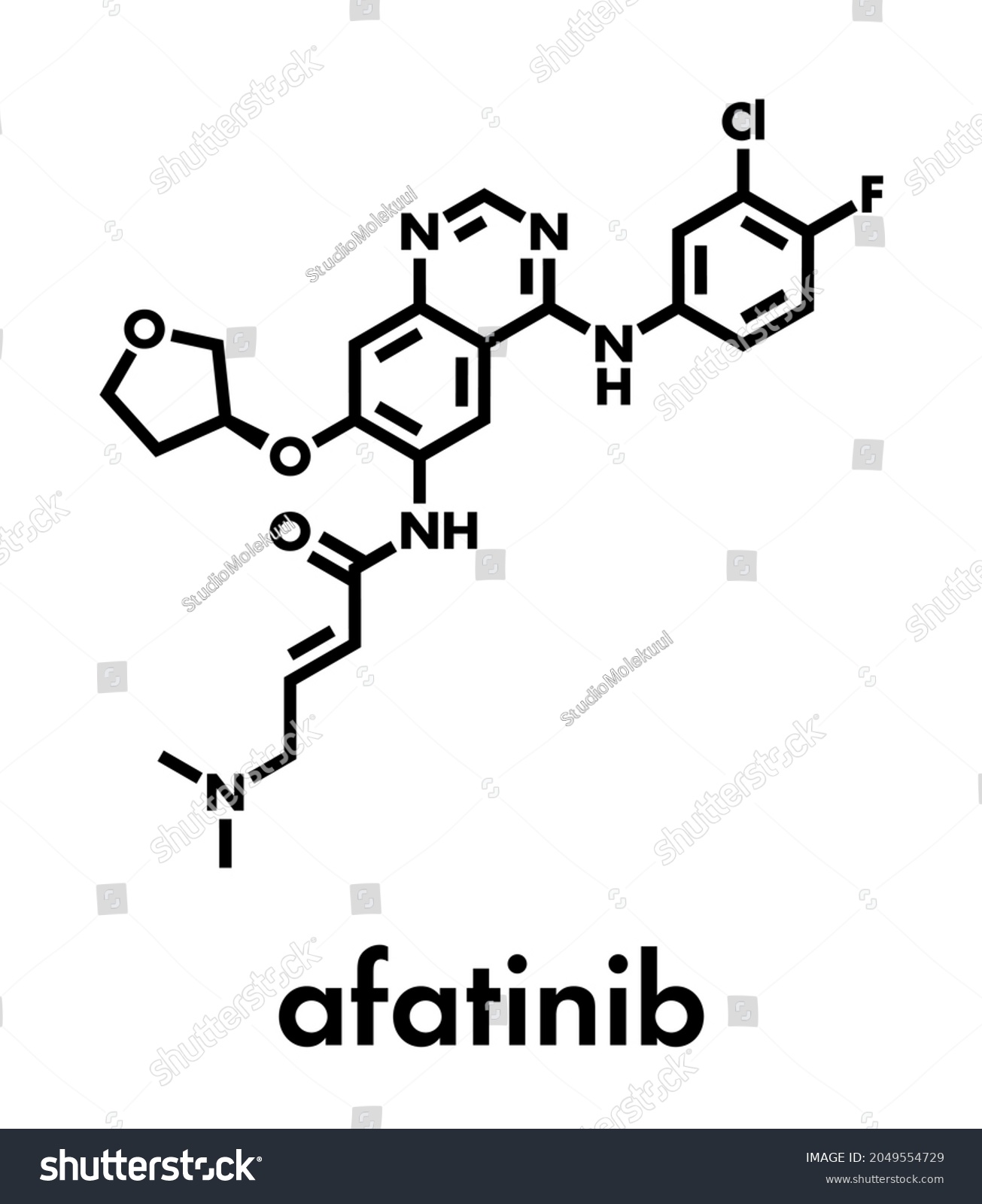 Afatinib Cancer Drug Molecule Angiokinase Inhibitor Stock Vector