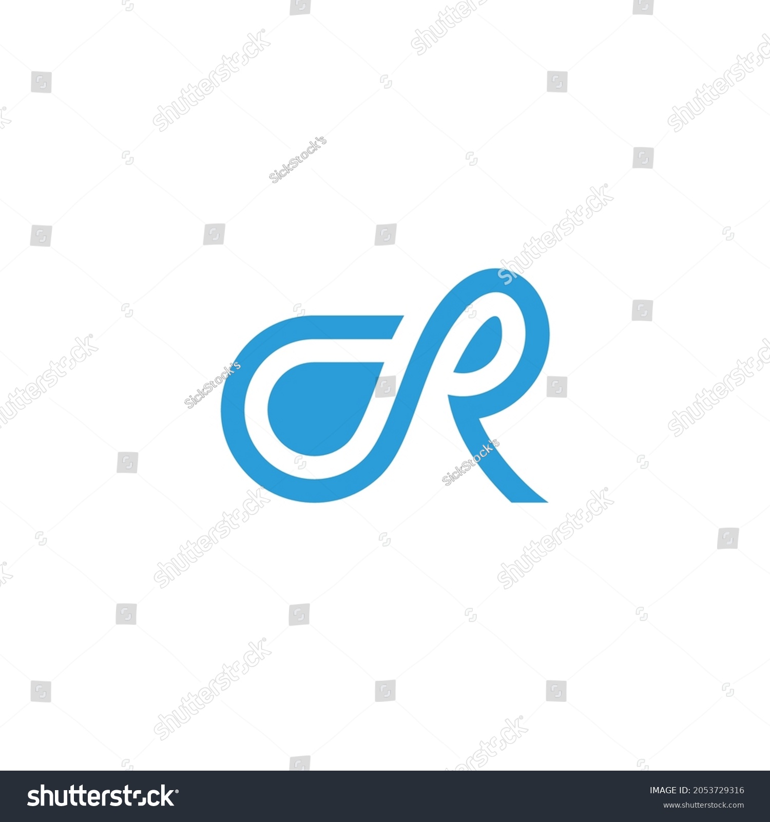 Letter Cr Blue Water Fresh Symbol Stock Vector Royalty Free