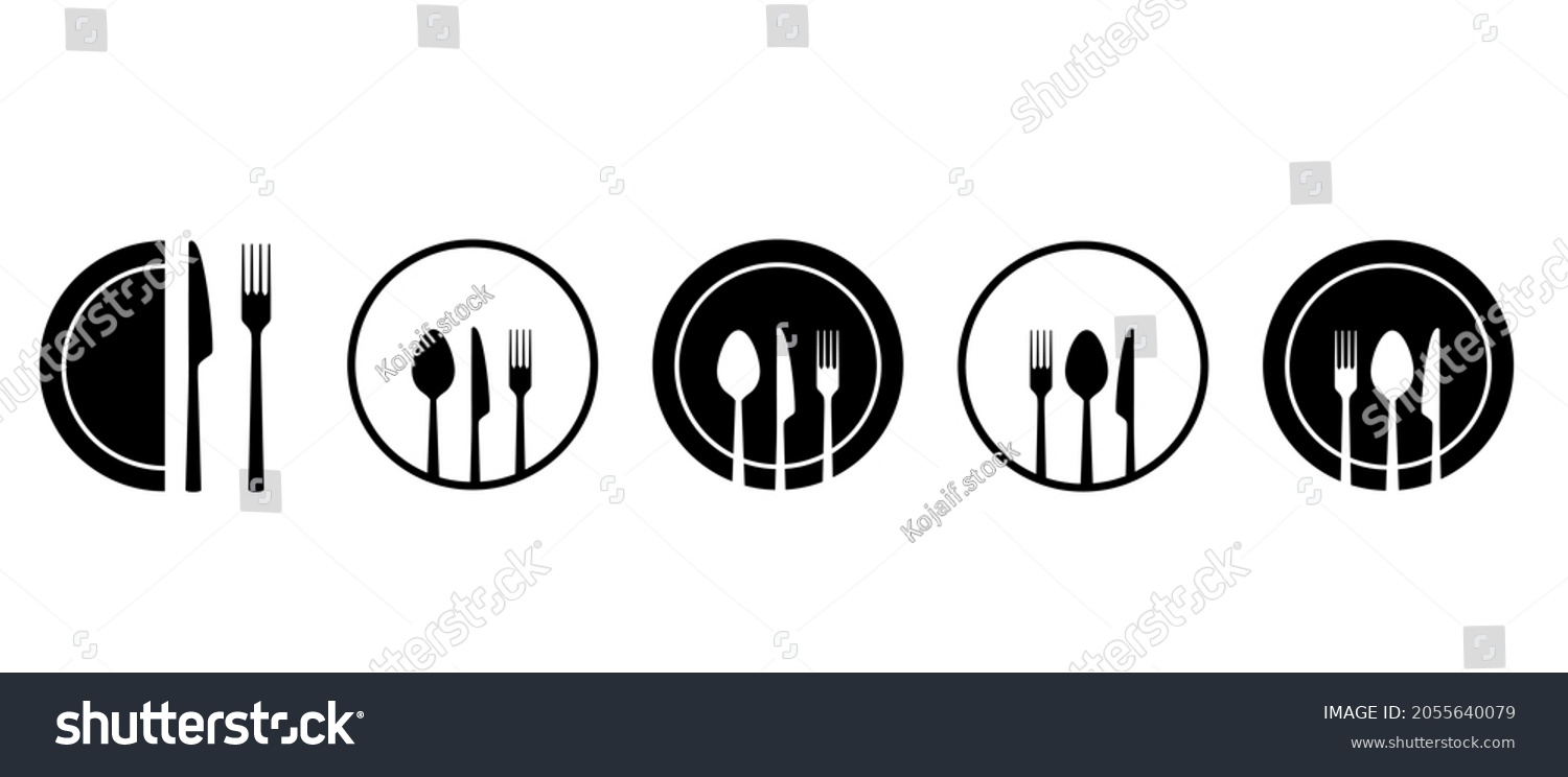 Spoon Fork Knife Plate Vector Icons Stock Vector Royalty Free