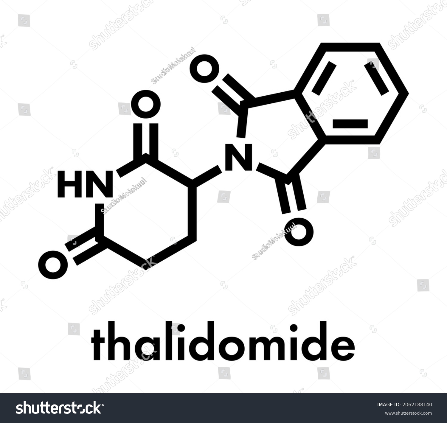 Thalidomide Theratogenic Drug Molecule Skeletal Formula Stock Vector