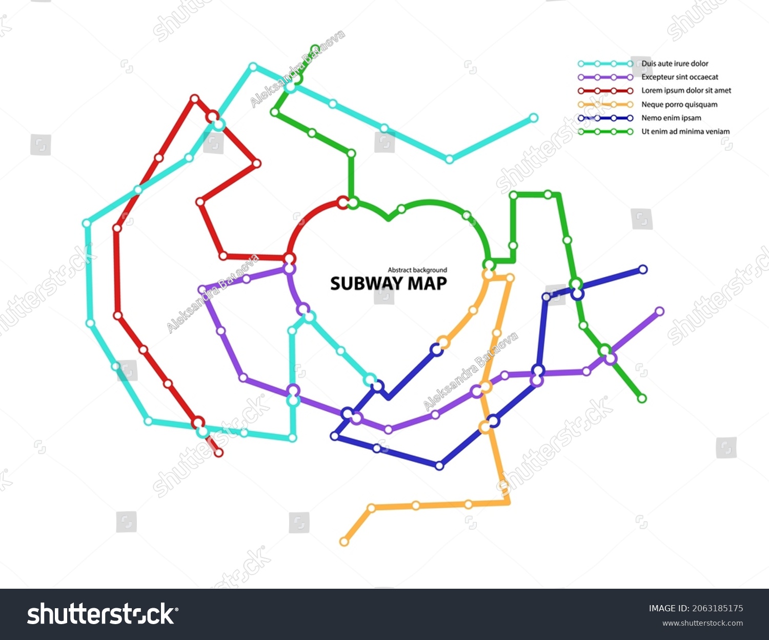 Subway Map Template Fictional Town Public Stock Vector Royalty Free