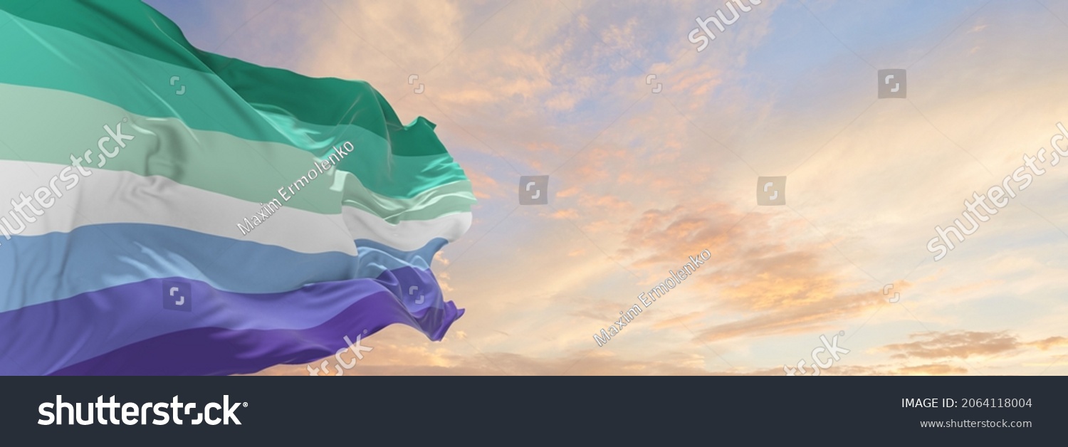 Transinclusive Gay Mens Pride Flag Waving Stock Illustration