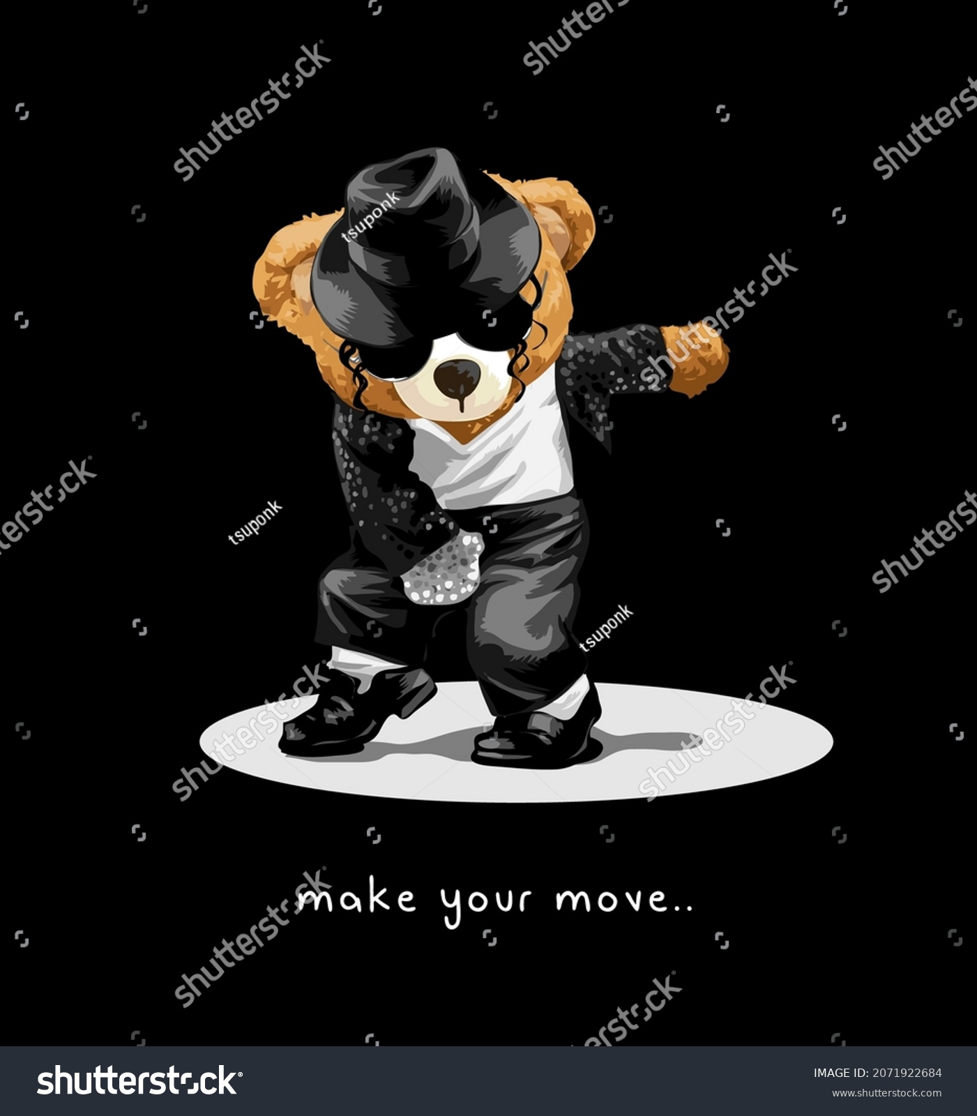 Make Your Move Slogan Bear Doll Stock Vector Royalty Free