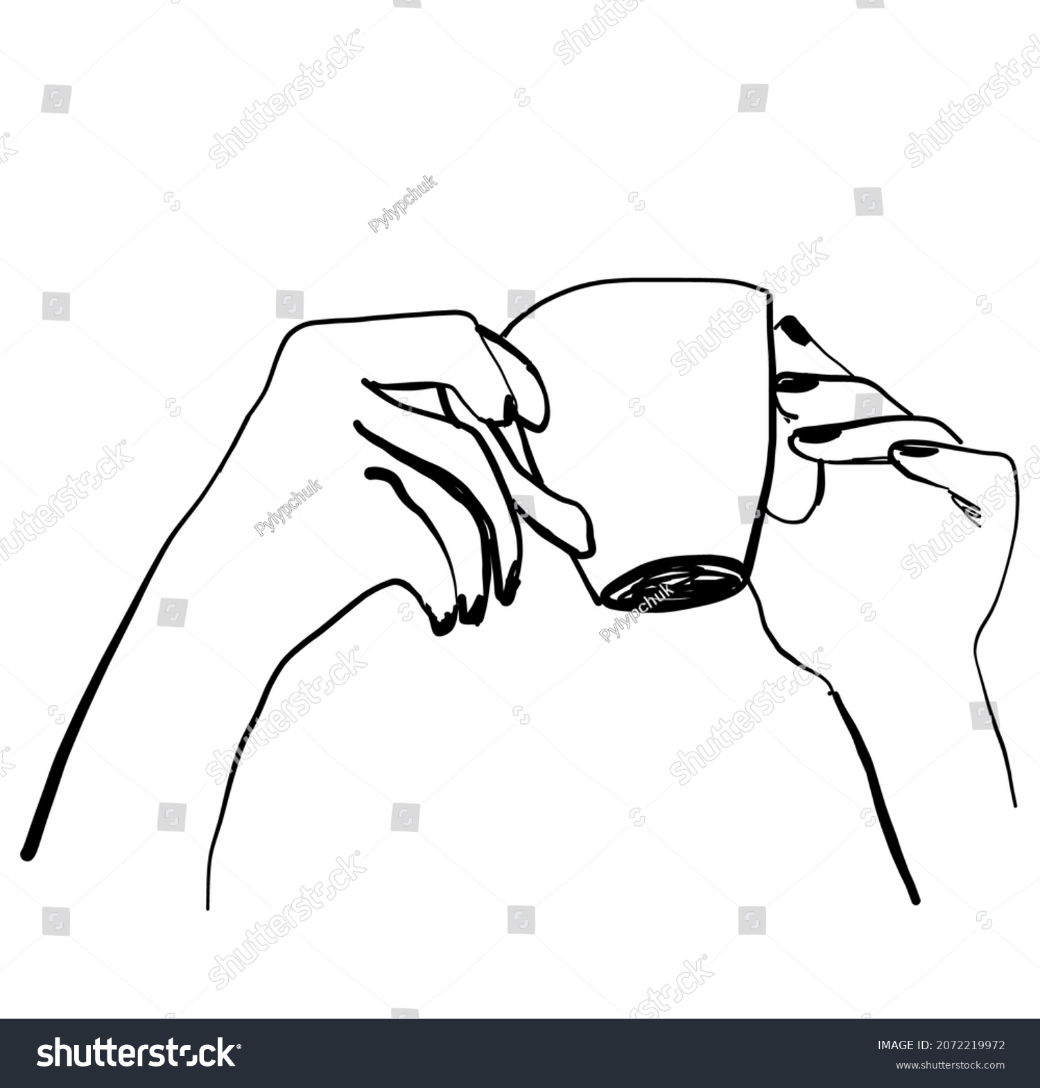 Hand Drawn Sketch Hands Holding Cup Stock Vector Royalty Free