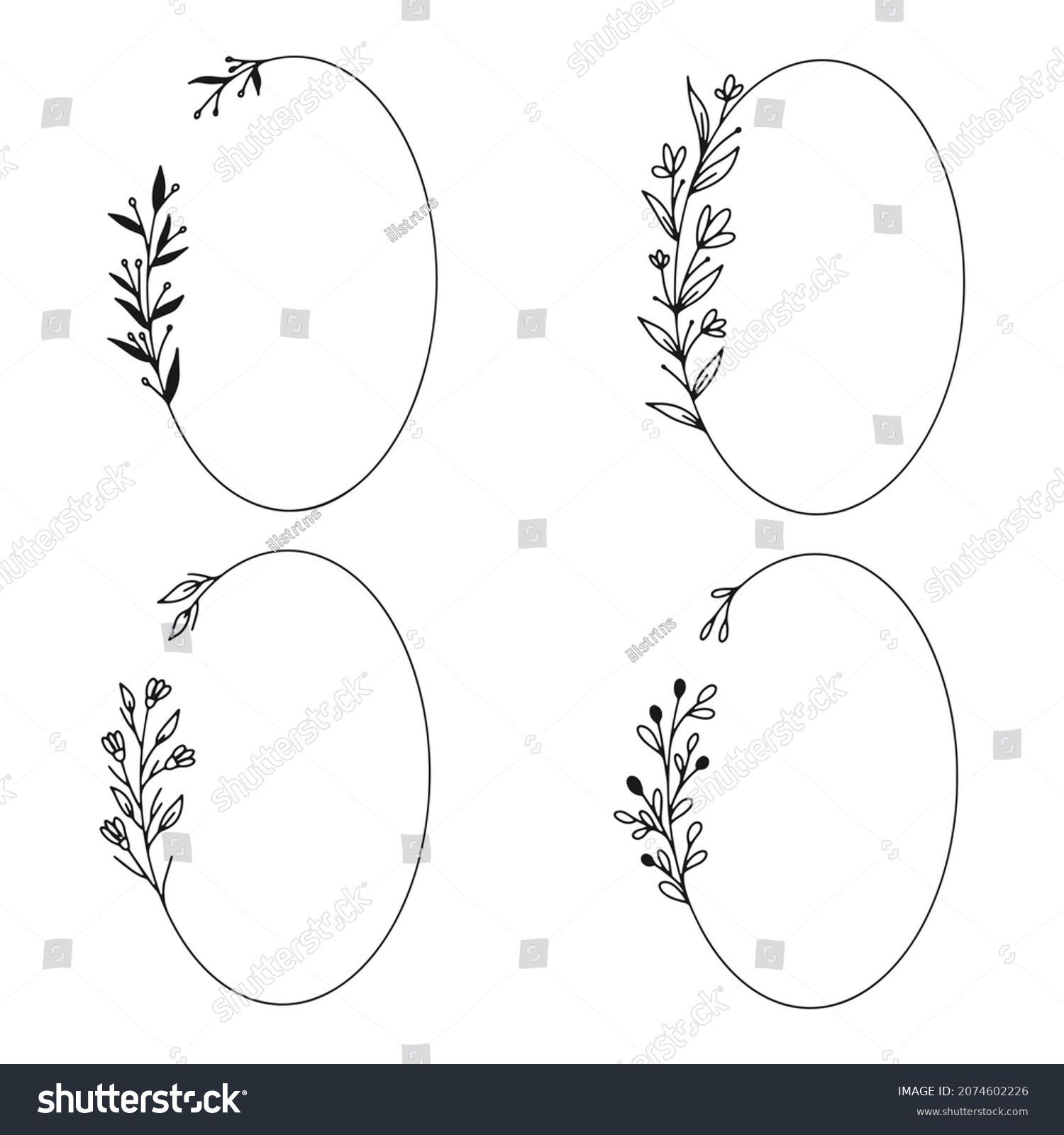 Collection Geometric Vector Floral Frames Borders Stock Vector Royalty