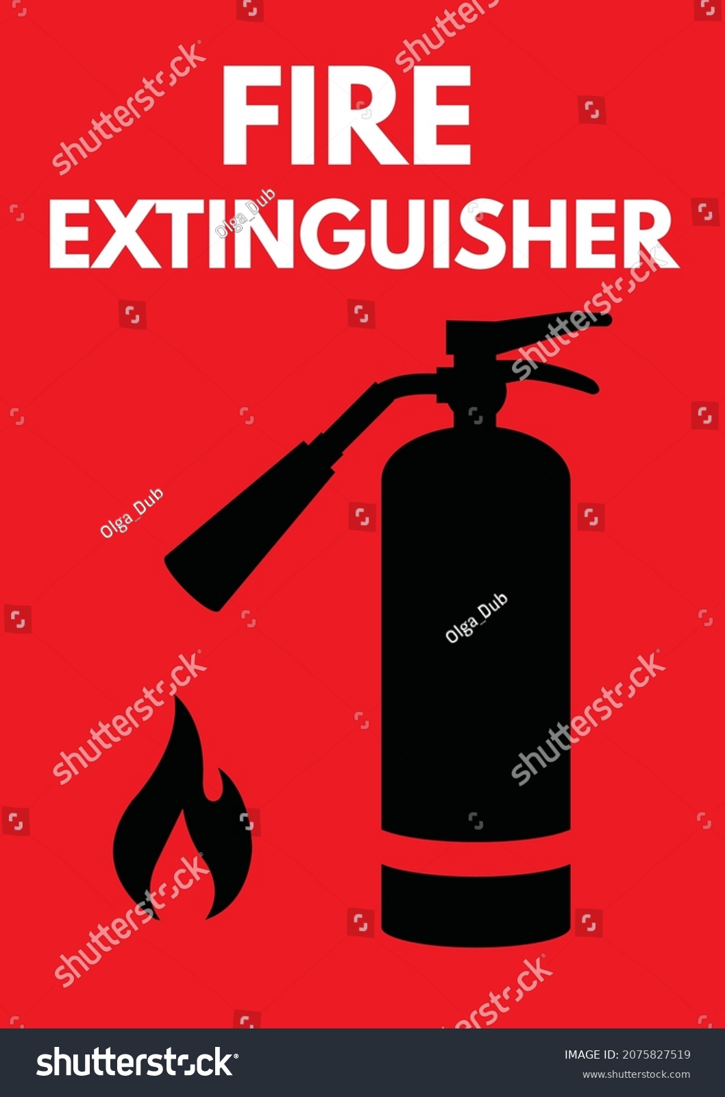 Red Fire Extinguisher Sign Board Stock Vector Royalty Free 2075827519